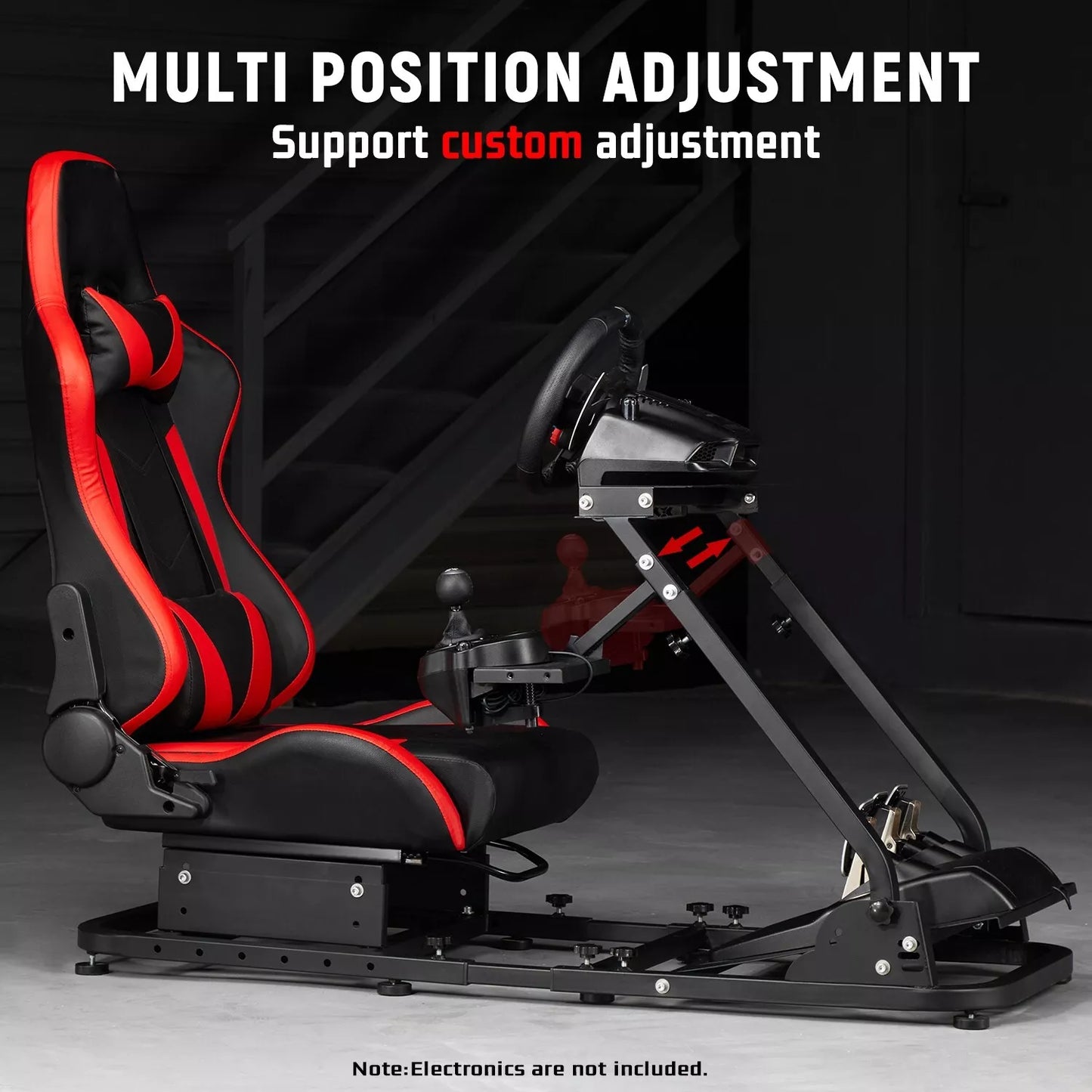 Dardoo Racing Simulator Cockpit with Seat Fits for Logitech G27 G29 G920 G923, Thrustmaster PC PS4 Xbox Steering Simulator Stand Adjustable Gaming Frame, without Wheel, Pedal, Handbrake and Shifter