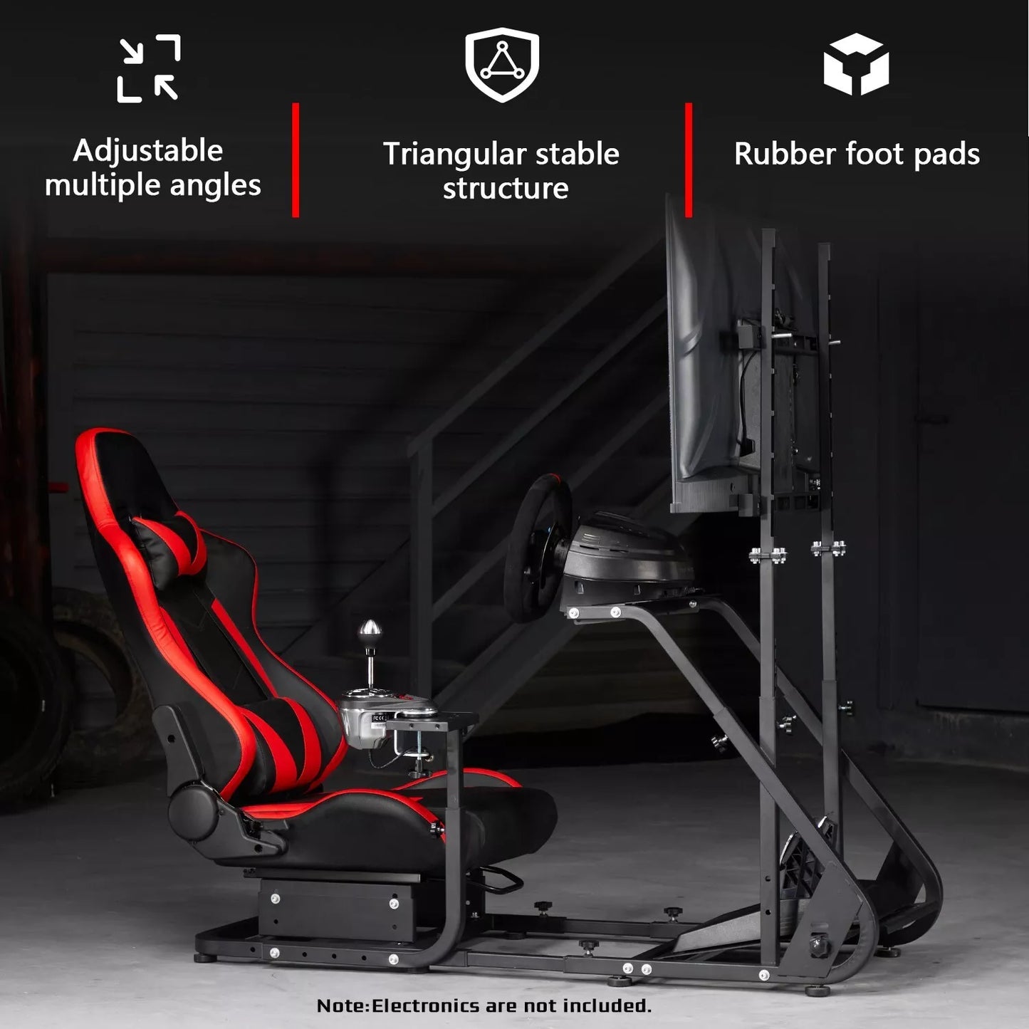 Dardoo Racing Simulator Cockpit with Seat and Monitor Stand Fits for Logitech G923 G29 G920, Thrustmaster Racing Wheel Stand Compatible with Xbox One, PS4, PC, Without Wheel, Pedal, Shift and Monitor