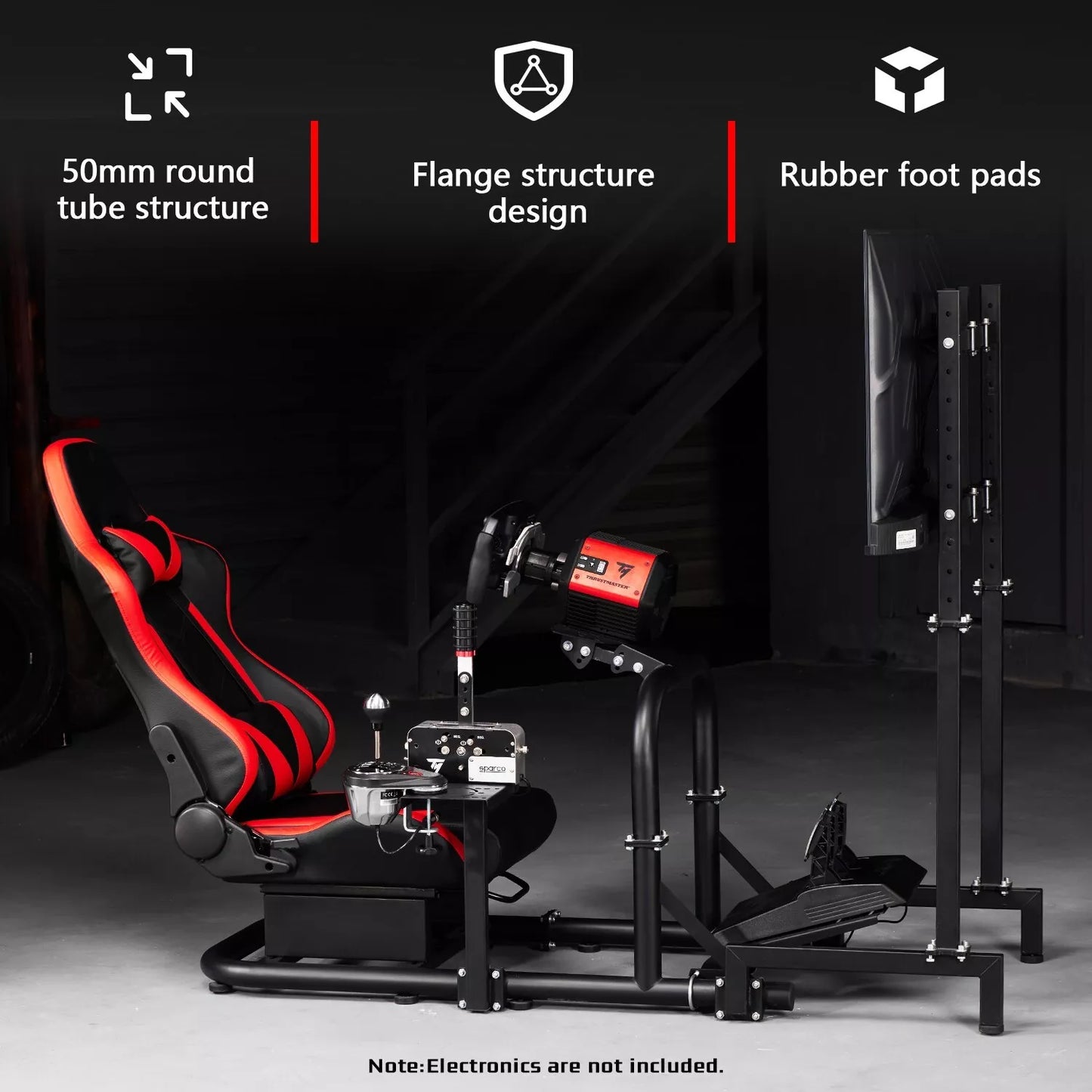 Dardoo G920 Racing Simulator Cockpit with Monitor Stand Seat Adjustable Compatible with All Logitech G29 G920, Thrustmaster Xbox, Includes only Cockpit, Seat and Monitor Stand(75+55)