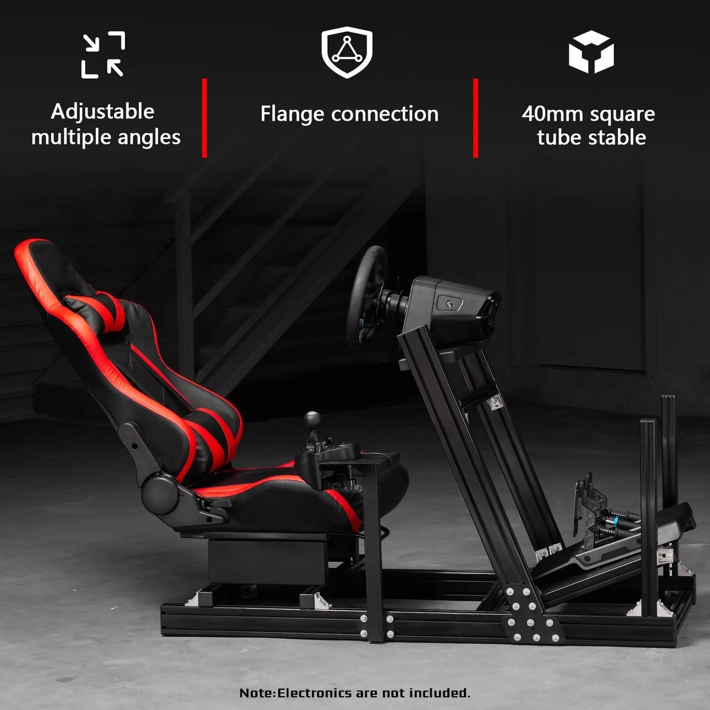 Dardoo F1 Racing Simulator Cockpit with Seat, Profile 40 x 80 mm Wheel Cage with Shifter Lever Stand Fits For Logitech G920 & G923, Xbox,Thrustmaster T300Rs,Without Steering Wheel, Pedal,Handbrake