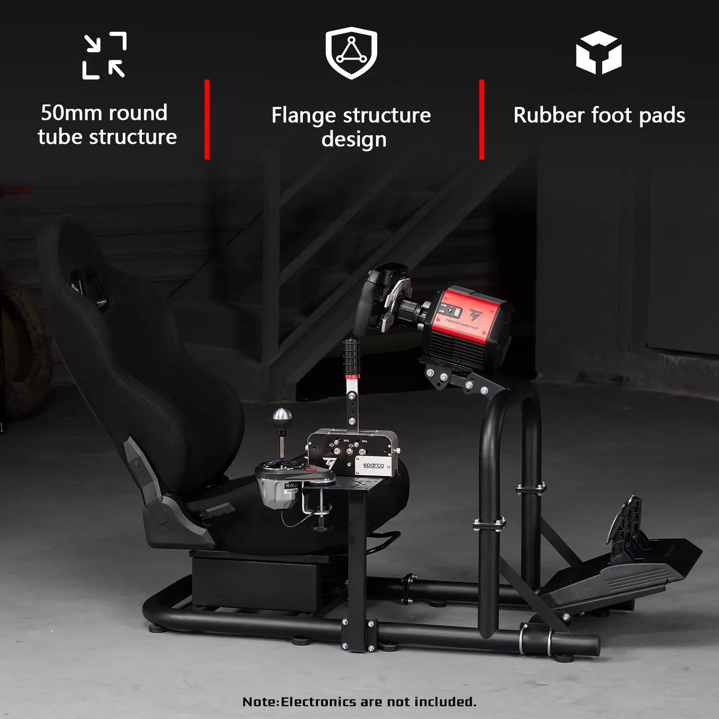 Dardoo Racing Simulator Cockpit Frame with Seat Fits for Logitech G923 G29 G920, Thrustmaster T80 T150, Fanatec, Xbox Adjustable Racing Wheel Stand Not Included Wheel, Pedal and Handbrake