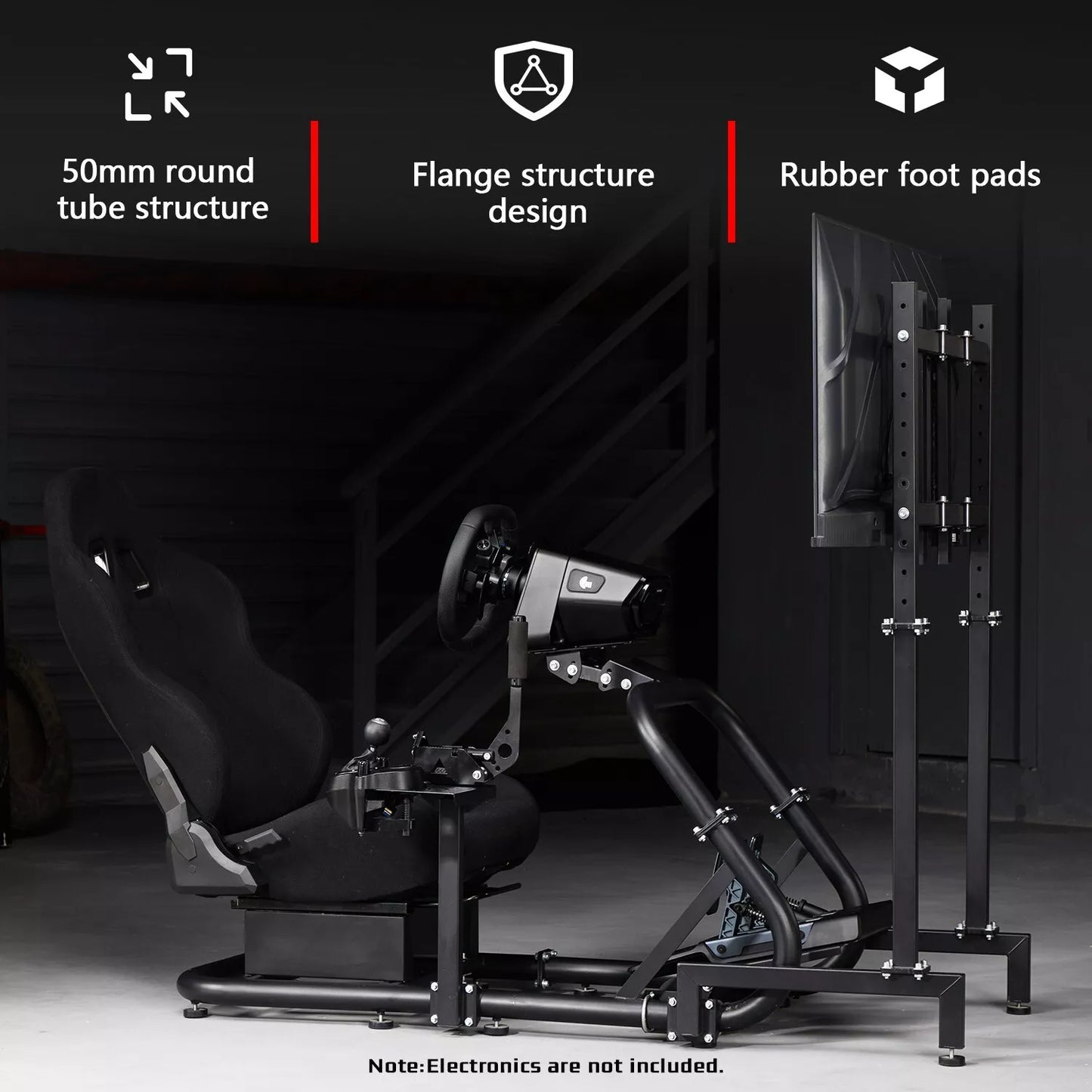 Dardoo G920 Pro Sim Racing Cockpit with Monitor Stand BlackSeat Driving Gaming Seat Fit for All Logitech G29 G920, Thrustmaster Xbox, PS4, PC, Includes only cockpit, seat and monitor stand(75+54)