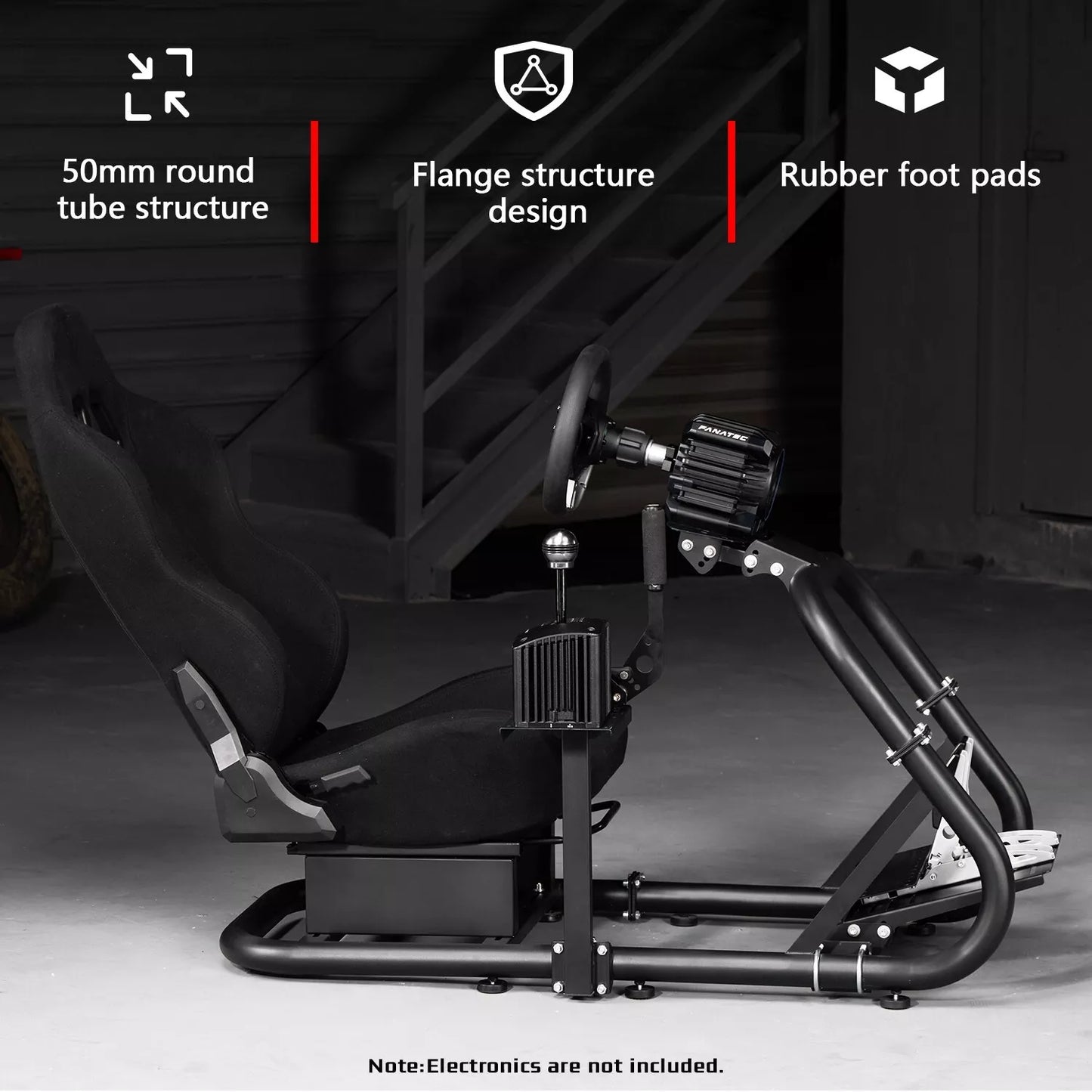 Dardoo Racing Simulator Cockpit Frame with Real Blackseat Fits for Logitech G923 G29 G920, Thrustmaster, Fanatec, Xbox Adjustable Racing Wheel Stand, Not Included Wheel, Pedal and Handbrake