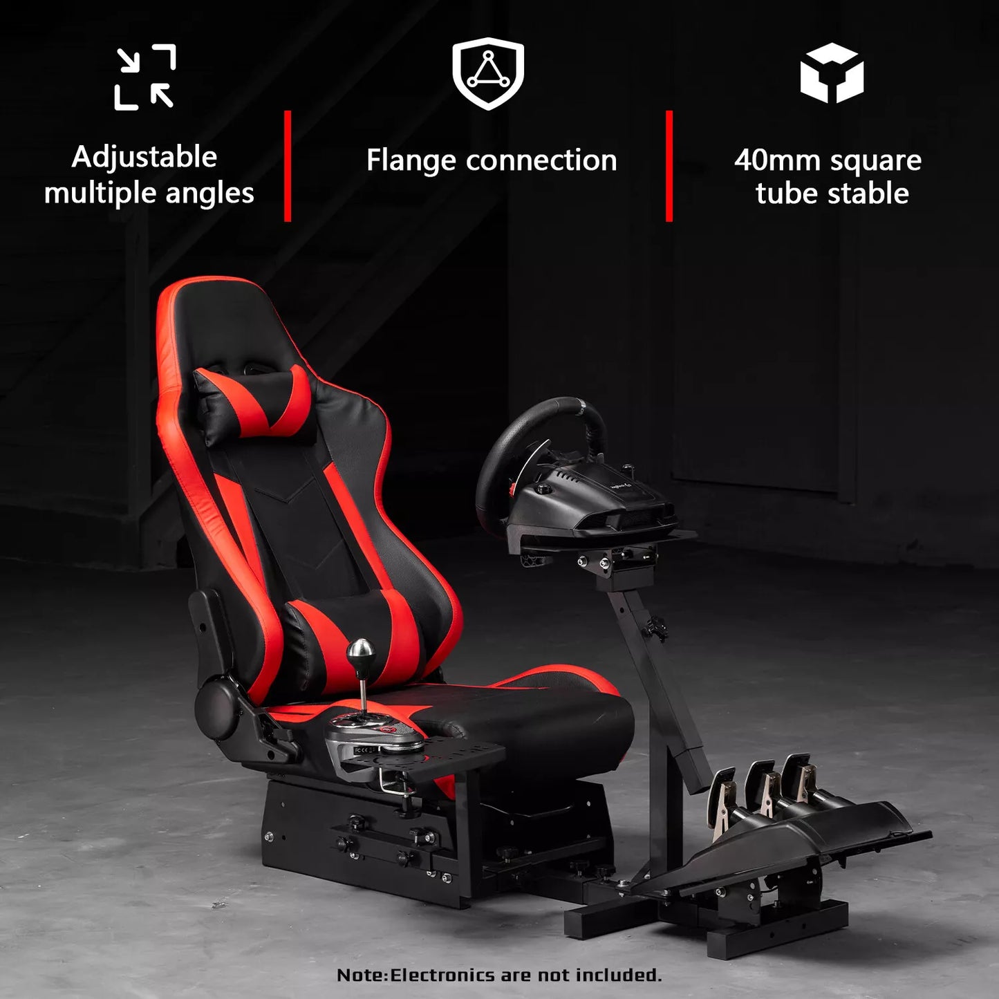 Dardoo Racing Gaming Seats Steering Simulator Cockpit Red Chairs Racing Wheel Stand Fits for Logitech G25 G27 G29 G920 G923, All Thrustmaster, All Fanatec Wheels Compatible with Xbox, Playstation PC