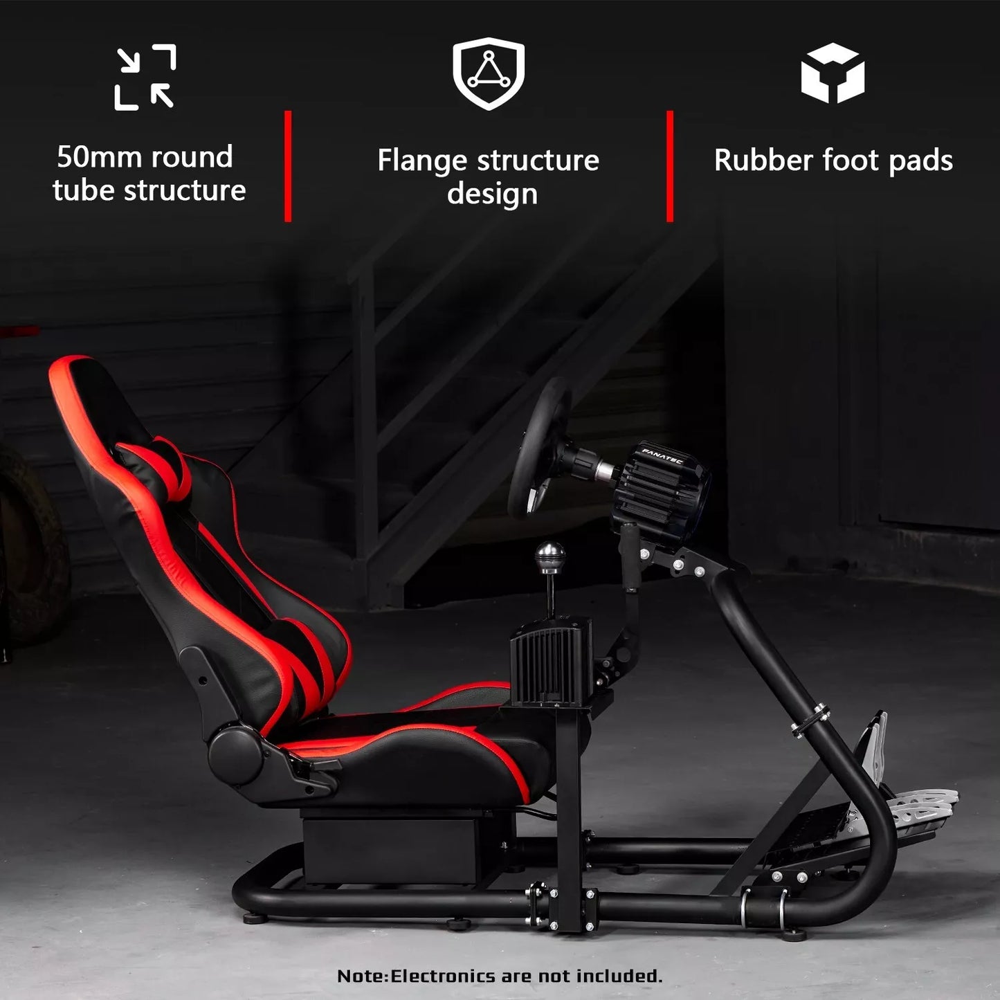 Dardoo Racing Simulator Cockpit with Seat Adjustable Frame and Seat Fit for Logitech G25 G27 G29 G920 G923, Thrustmaster T300, Fanatec Racing Steering Wheel Mount Without Wheel, Handbrake and Pedals