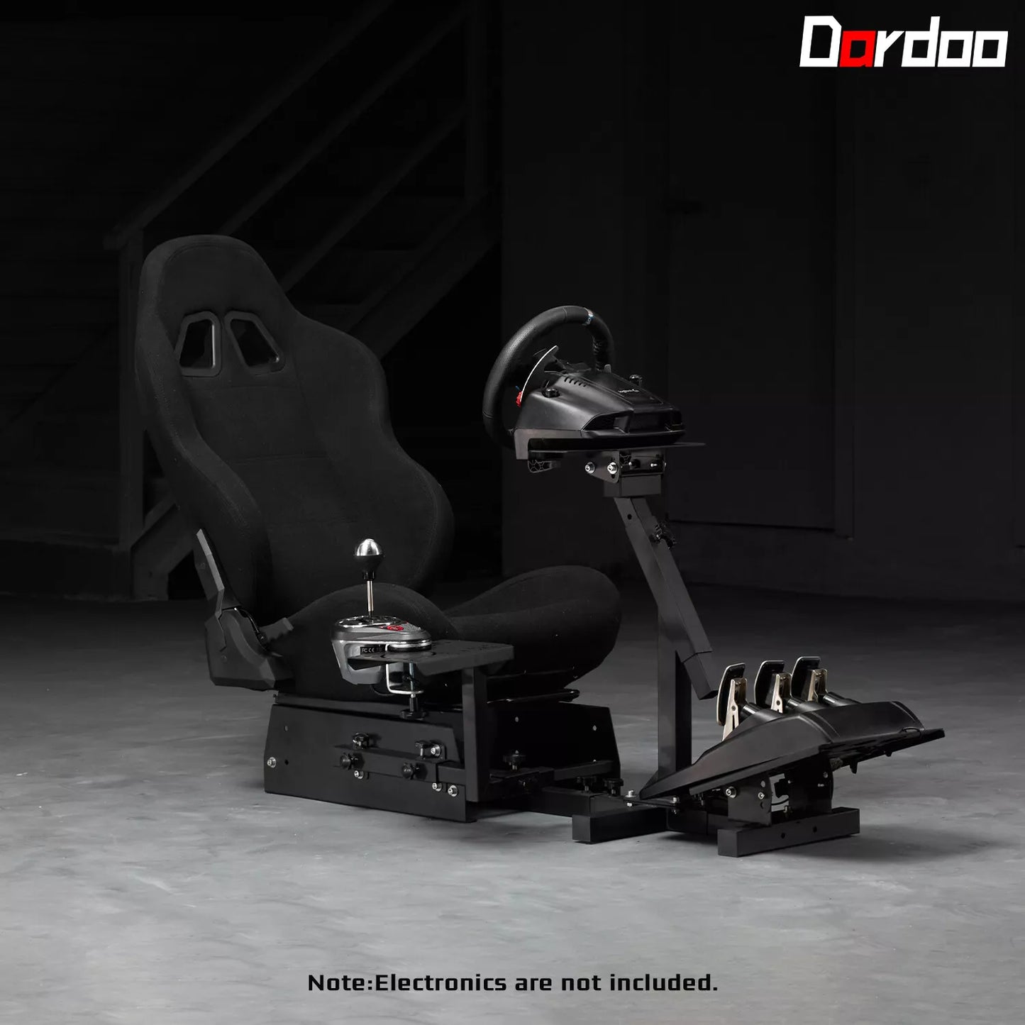 Dardoo Racing Wheel Stand Steering Simulator Cockpit Black Chair Racing Wheel Stand Fits for Logitech G25 G27 G29 G920 G923, All Thrustmaster, All Fanatec Wheels Compatible with Xbox, Playstation PC