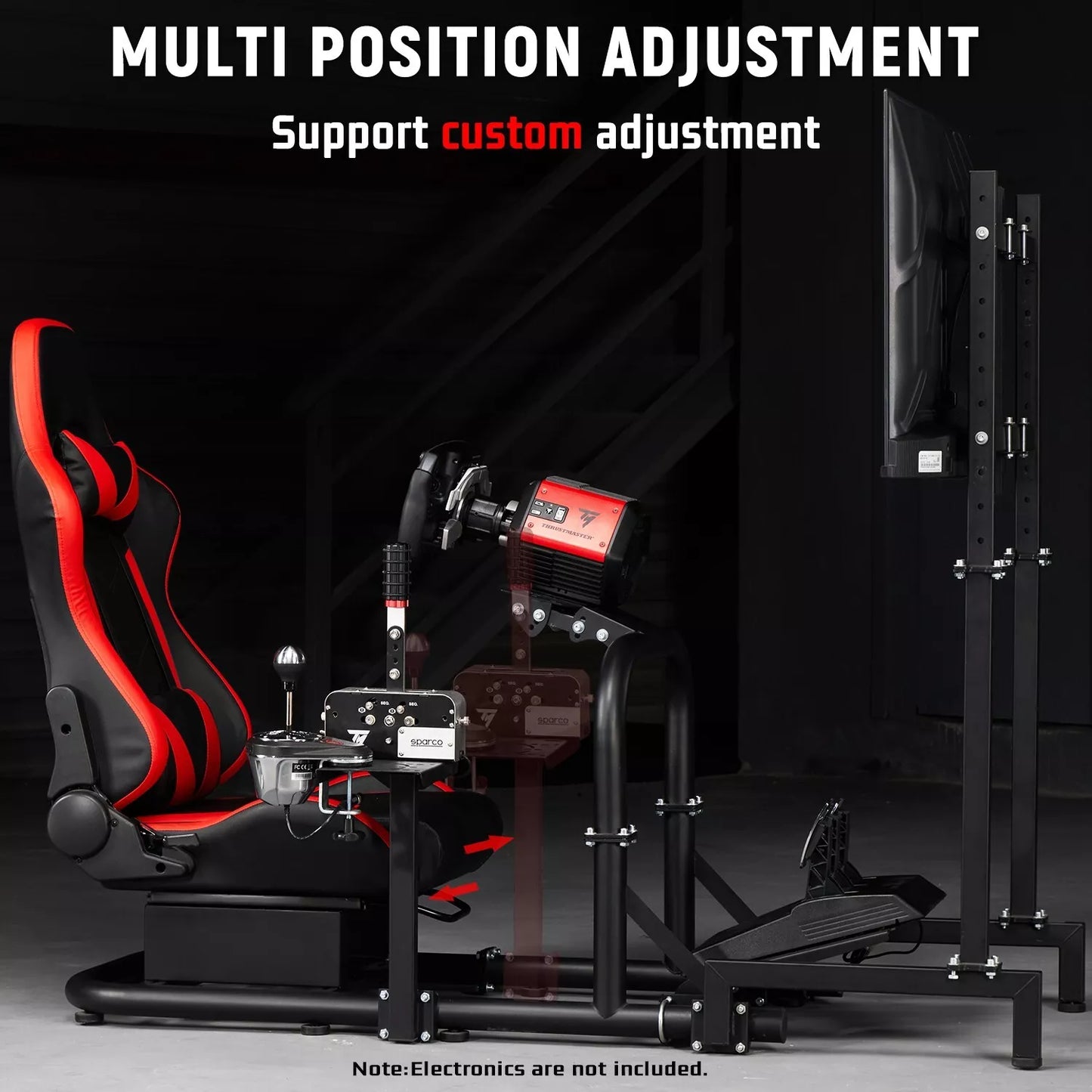 Dardoo G920 Racing Simulator Cockpit with Monitor Stand Seat Adjustable Compatible with All Logitech G29 G920, Thrustmaster Xbox, Includes only Cockpit, Seat and Monitor Stand(75+55)