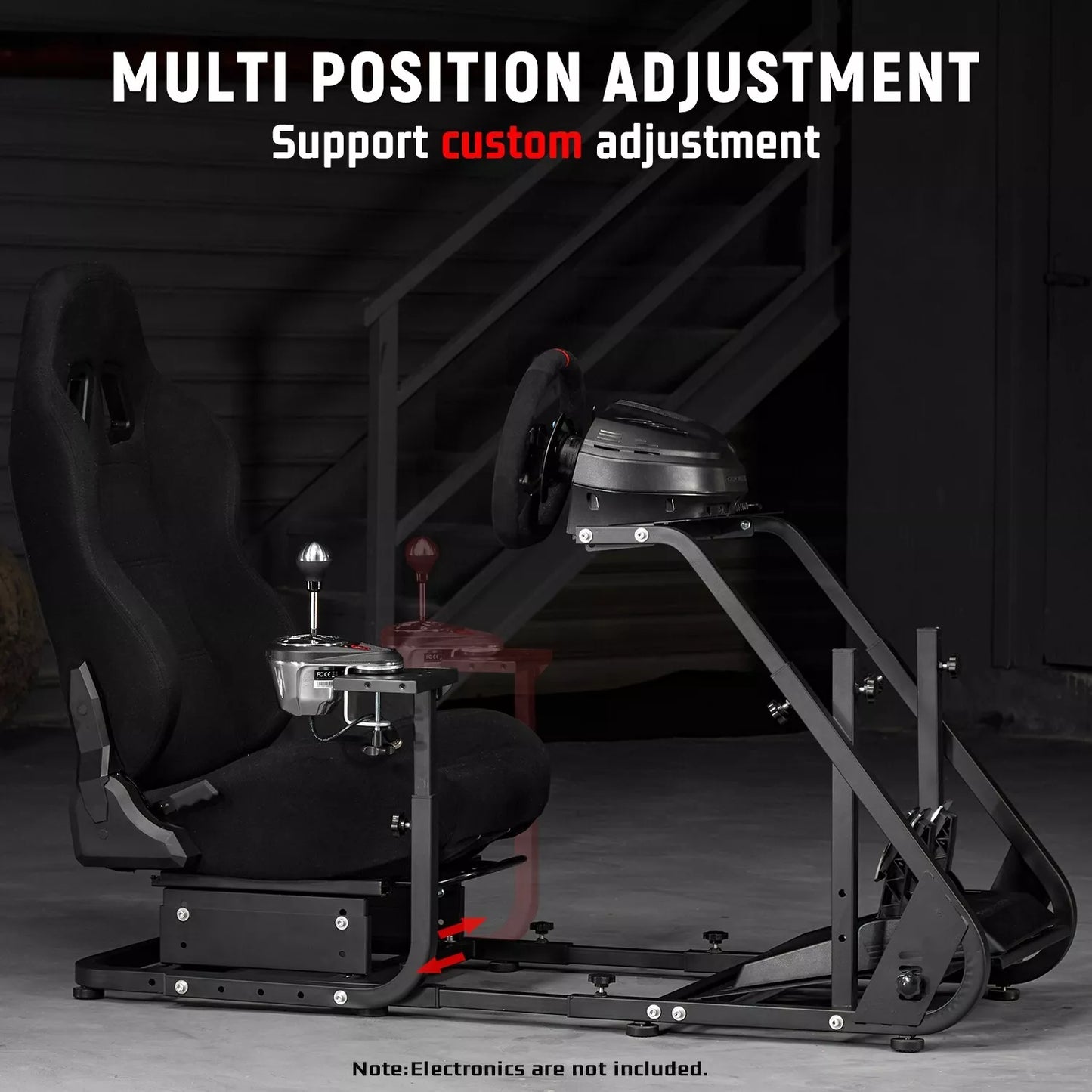 Dardoo Racing Gaming Simulator Cockpit Stand with Black Seats Fits for Logitech G25 G27 G29 G920 G923, Thrustmaster, Fanatec Compatible with Xbox Playstation PC Platforms, Wheel& Pedals Not Included