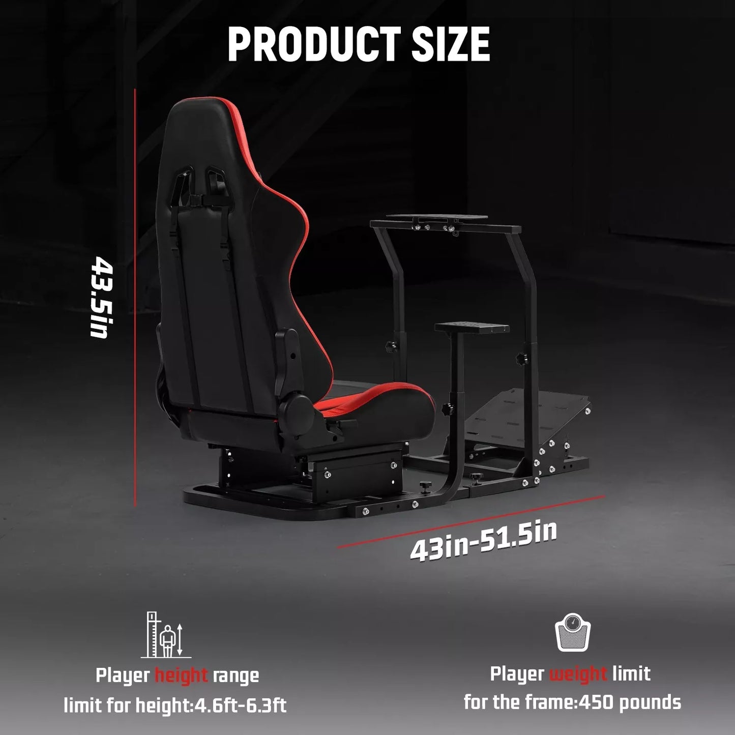 Dardoo Racing Simulator Cockpit with Seat Adjustable Fits for Logitech G25 G27 G29 G920 G923, Thrustmaster, Fanatec Gaming Steering Stand,Not Included Steering Wheel, Pedal and Shifter