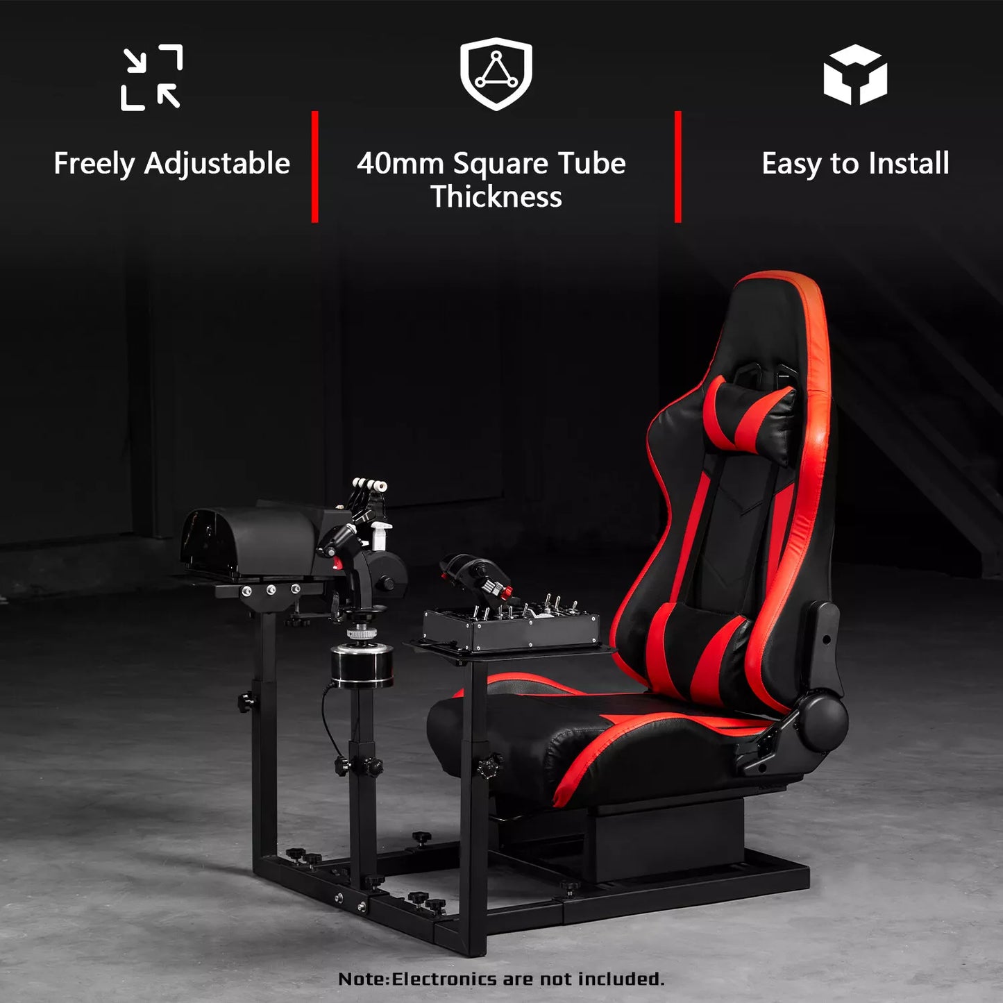 Dardoo Flight Game Cockpit With Redseat And Racing Simulator Mount, Compatible with Thrustmaster HOTAS WARTHOG, Not Included pedal, Throttle,Joystick