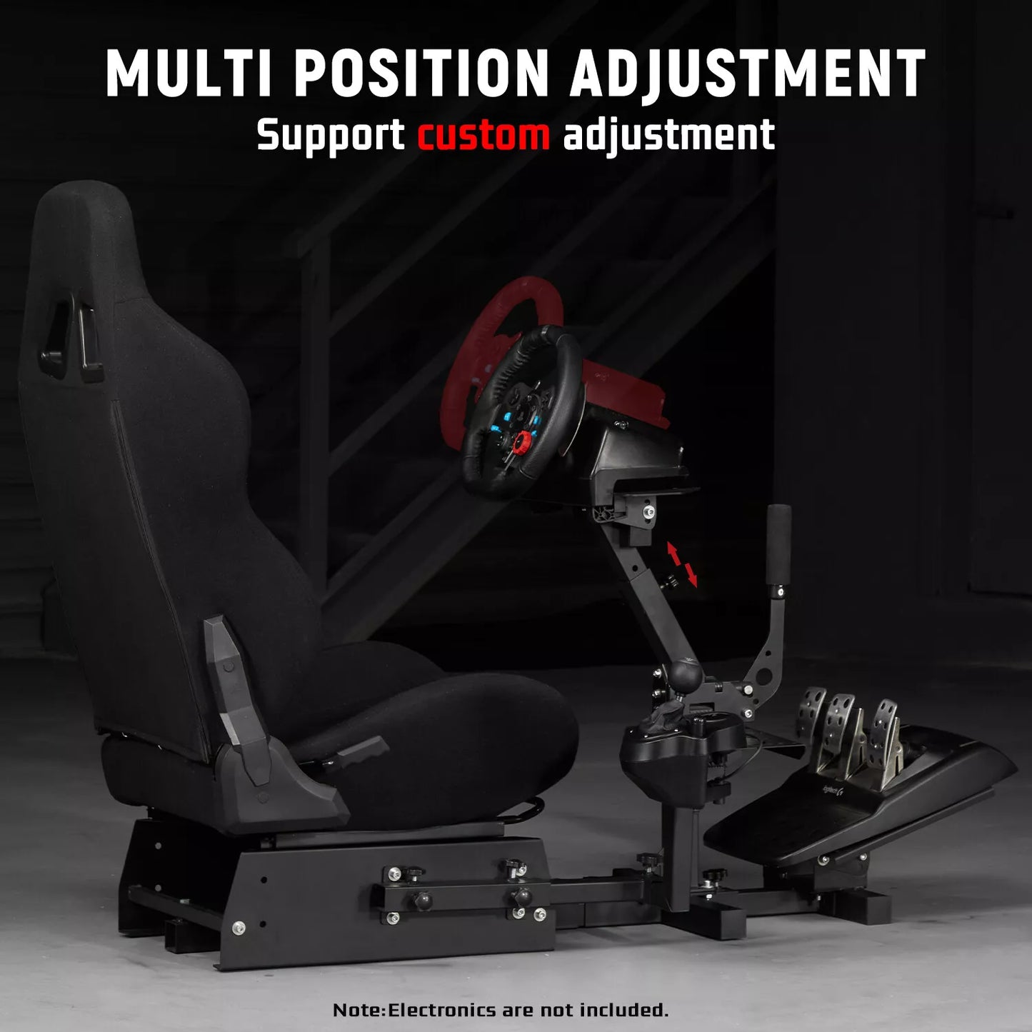 Dardoo Racing Wheel Stand Steering Simulator Cockpit Black Chair Racing Wheel Stand Fits for Logitech G25 G27 G29 G920 G923, All Thrustmaster, All Fanatec Wheels Compatible with Xbox, Playstation PC