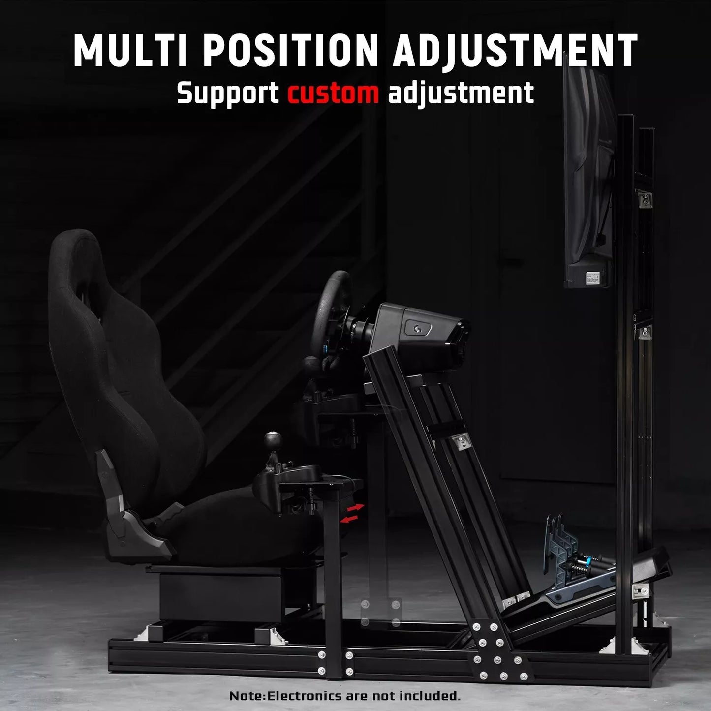 Dardoo Gaming Simulator Cockpit With Seat, Profile 40 x 80 mm, Steering Wheels Fits For Logitech G923 G29 G920, Thrustmaster T300RS TMX-PRO, Shifter, Handbrake, Pedals & Display are not Included