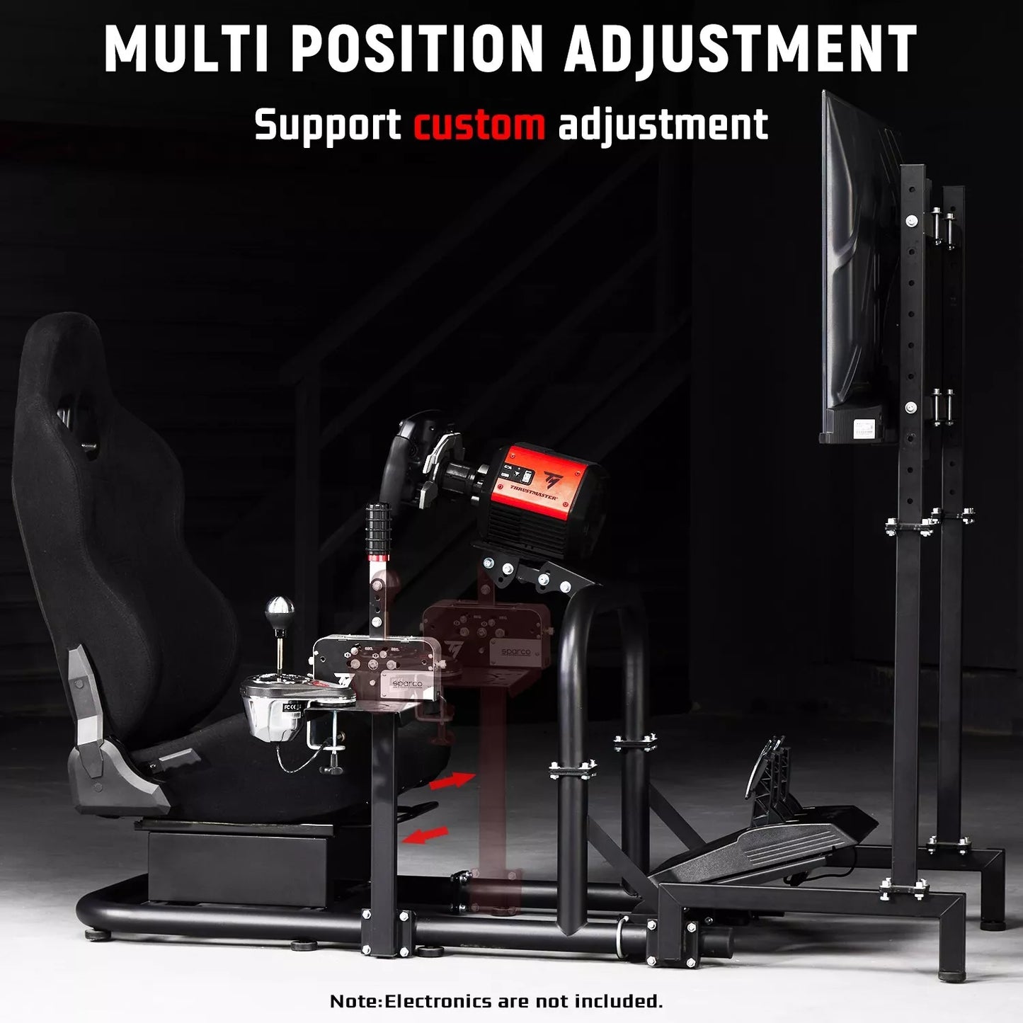 Dardoo Racing Sim Cockpit with Monitor Stand BlackSeat Adjustable Compatible with All Logitech G29 G920, Thrustmaster Xbox, Includes only Cockpit, Seat and Monitor Stand(75+55)