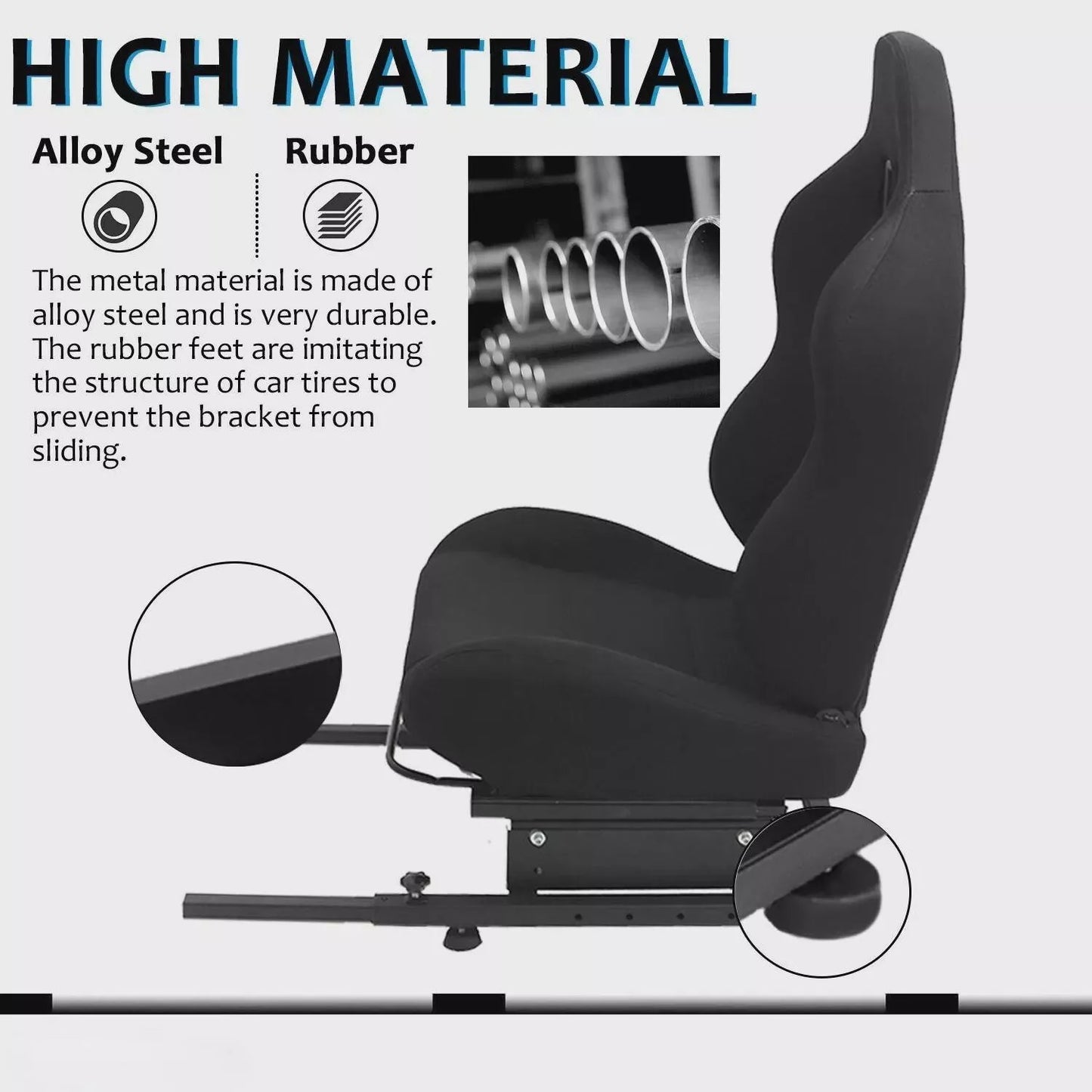 Dardoo Racing Sim Cockpit Frame with Bolts & Black Seat Compatible Adjustable