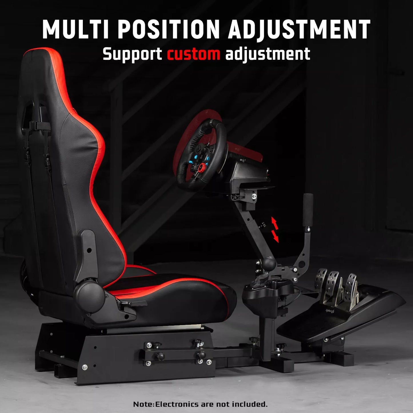 Dardoo Racing Gaming Seats Steering Simulator Cockpit Red Chairs Racing Wheel Stand Fits for Logitech G25 G27 G29 G920 G923, All Thrustmaster, All Fanatec Wheels Compatible with Xbox, Playstation PC