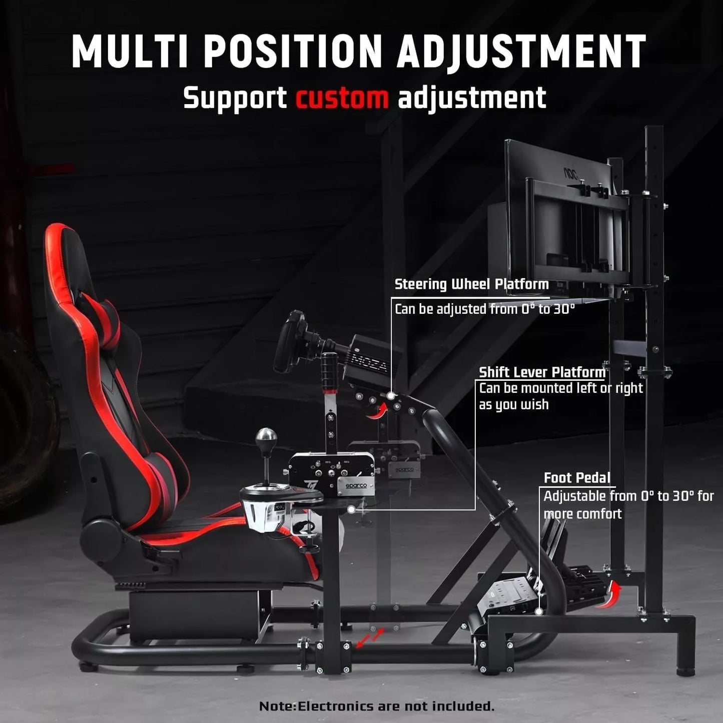Dardoo Racing Simulator Cockpit with Triple Monitor Stand and Seat Fit for Logitech G29 Thrustmaster