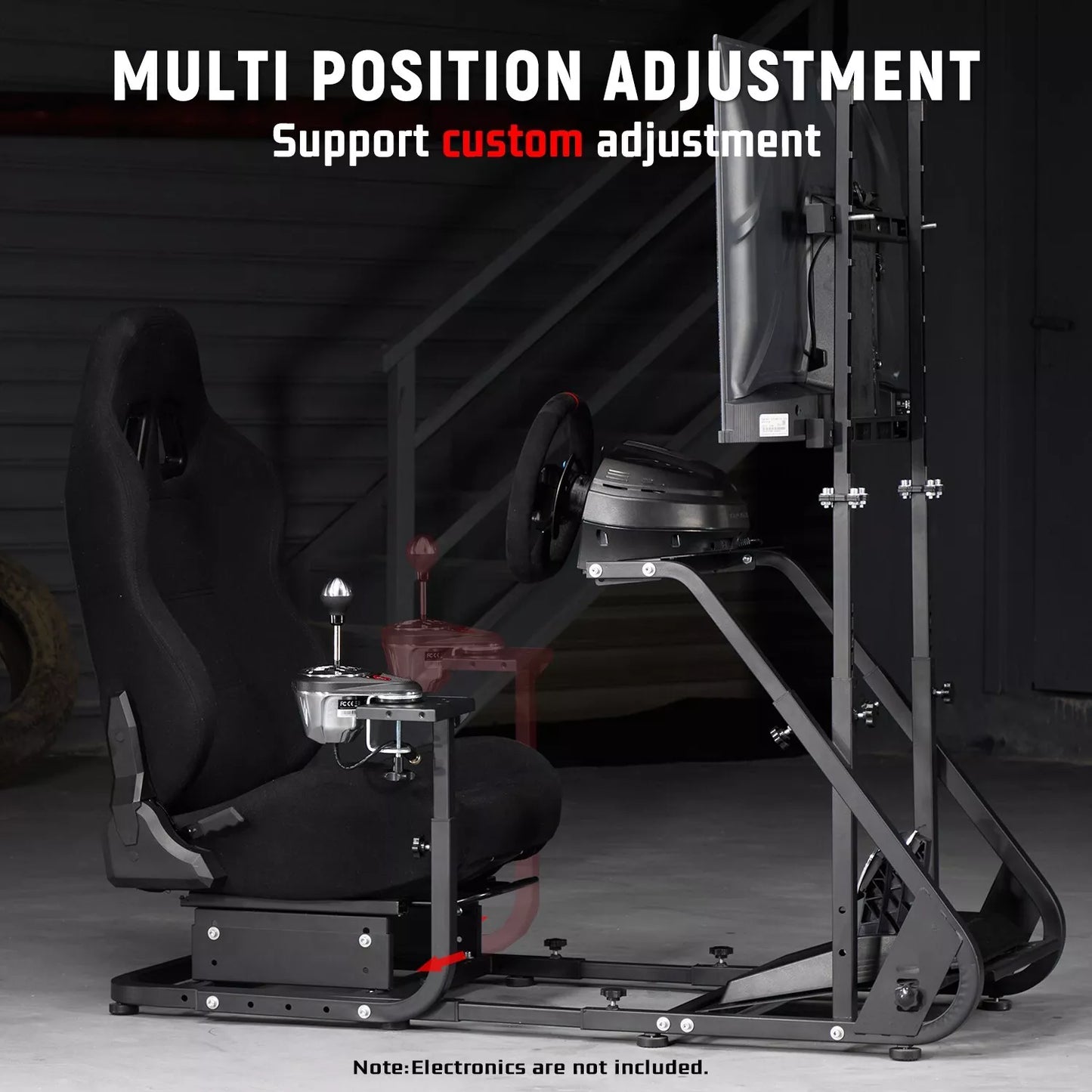 Dardoo Racing Simulator Cockpit with Monitor Stand and Gaming Chair Adjustable Fits for All Logitech G923 G29 G920, Thrustmaster Steering Wheel Stand without Shifter, Wheel, Pedals and Display