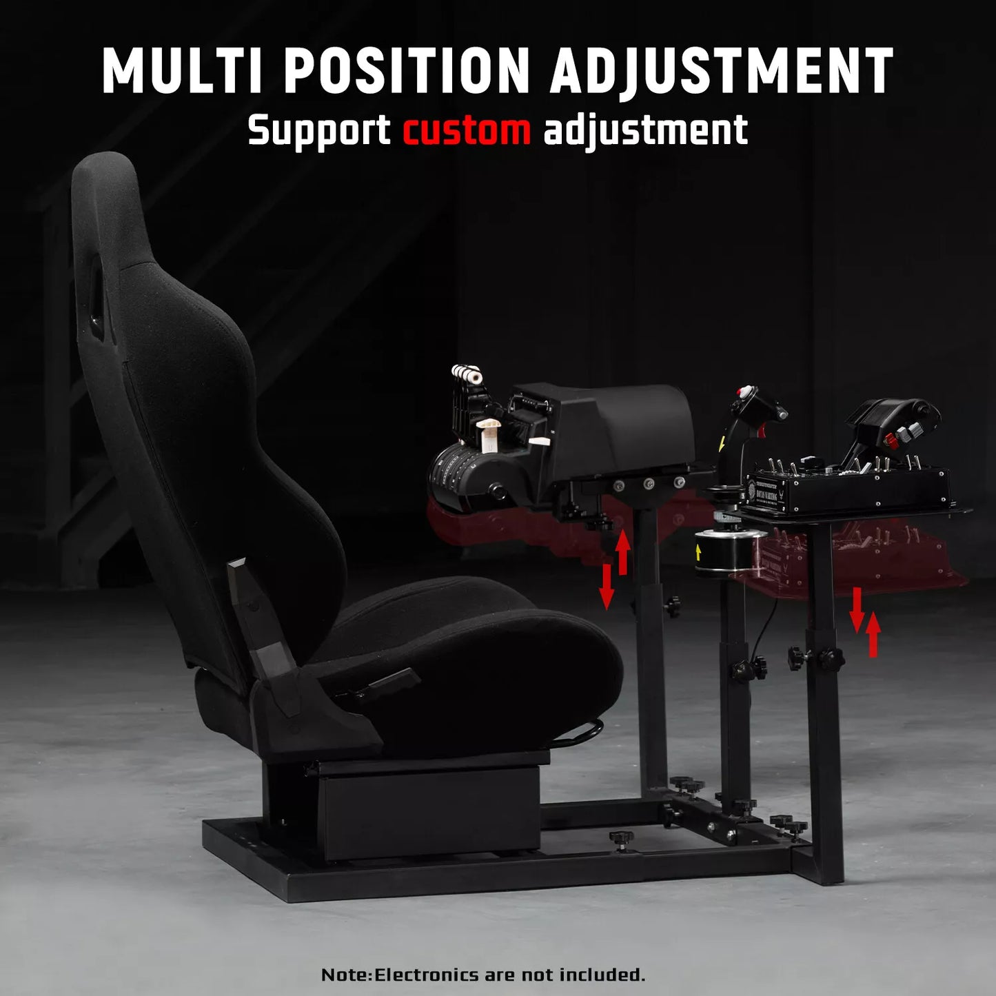 Dardoo Flight Game Cockpit With Blackseat And Racing Simulator Mount, Compatible With Thrustmaster HOTAS WARTHOG, Not Included Throttle,Joystick,Pedals