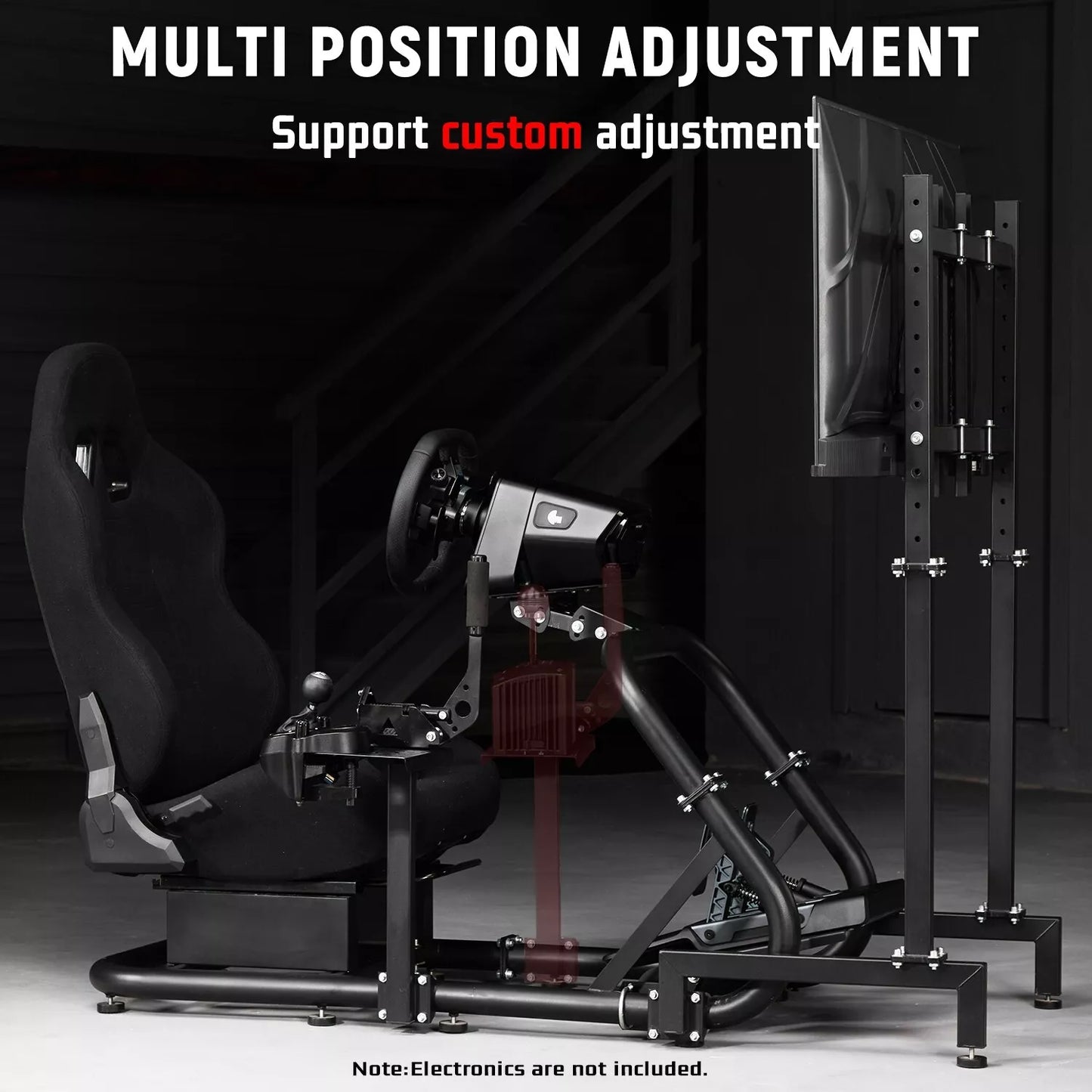 Dardoo G920 Pro Sim Racing Cockpit with Monitor Stand BlackSeat Driving Gaming Seat Fit for All Logitech G29 G920, Thrustmaster Xbox, PS4, PC, Includes only cockpit, seat and monitor stand(75+54)