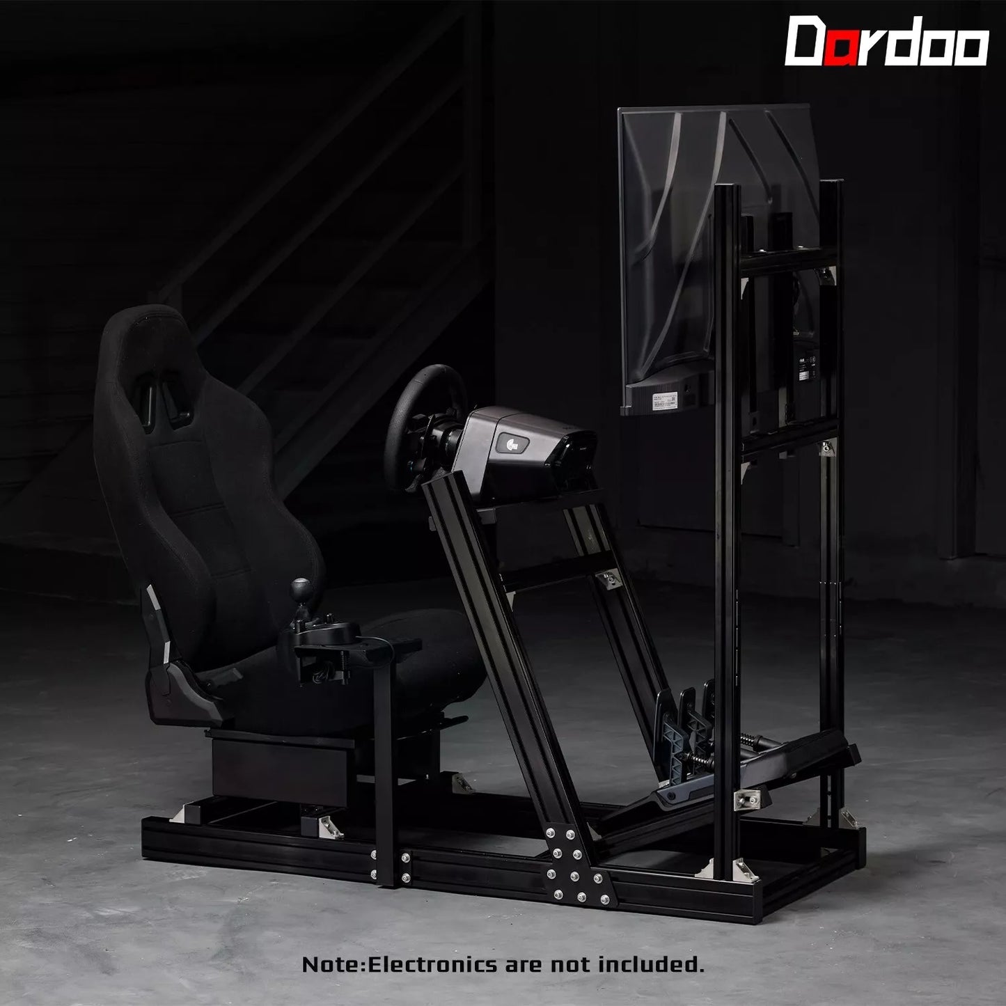 Dardoo Gaming Simulator Cockpit With Seat, Profile 40 x 80 mm, Steering Wheels Fits For Logitech G923 G29 G920, Thrustmaster T300RS TMX-PRO, Shifter, Handbrake, Pedals & Display are not Included