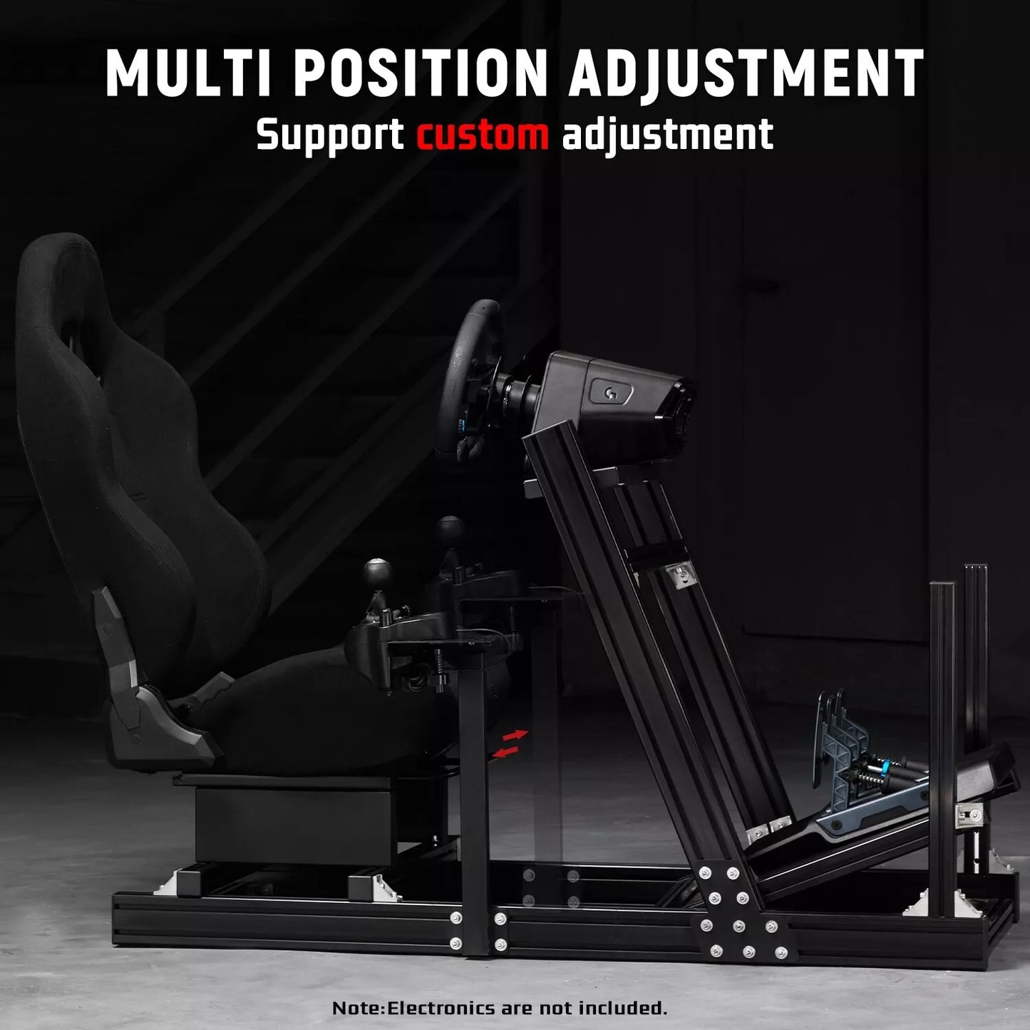 Dardoo F1 Racing Wheel Stand Cockpit with Seat, Rugged Profile 40 x 80 mm Wheel Cage Fits For Logitech G920 & G923,Thrustmaster Sim Racing Stand without Steering Wheel, Pedal, Handbrake