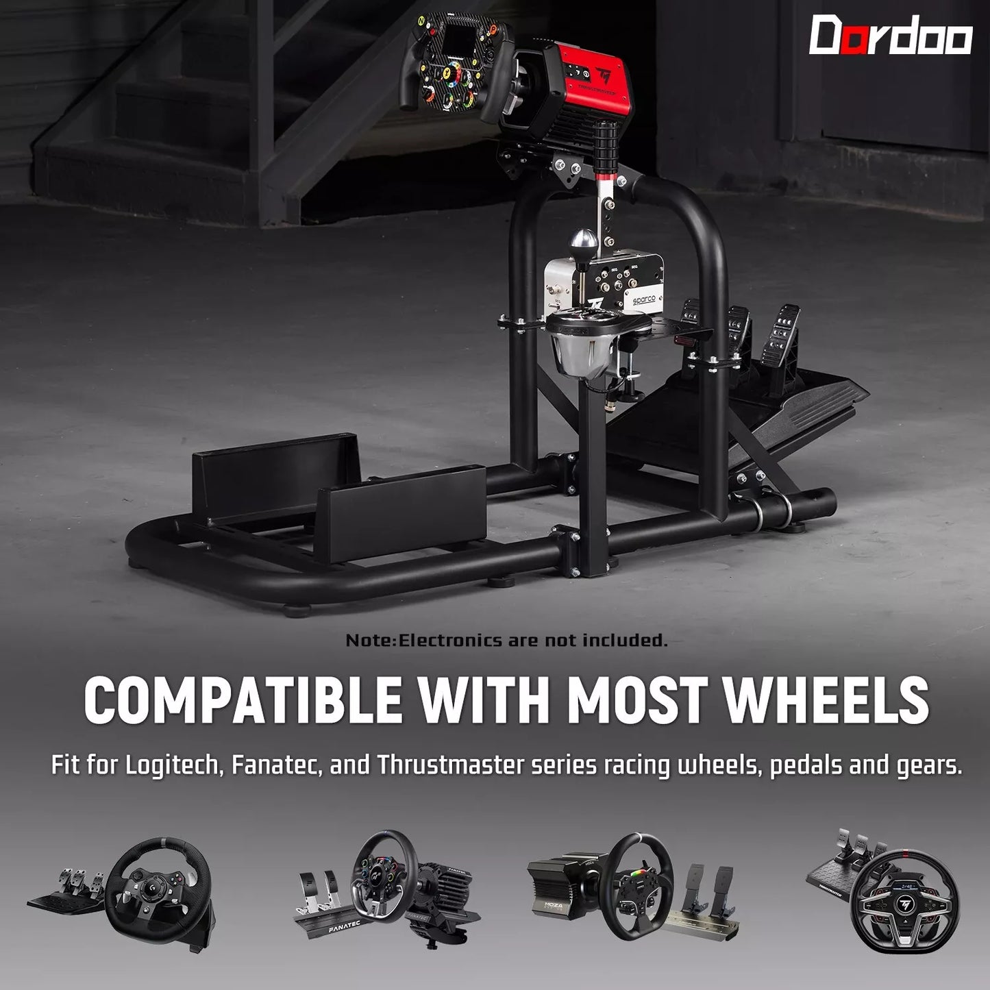 Dardoo Gaming Simulator Cockpit Adjustable Compatible with Logitech G27 G29 G920 G923, Fanatec, Thrustmaster T300RS T500R, Racing Simulator Cockpit without Wheel Pedal Shifter Seat