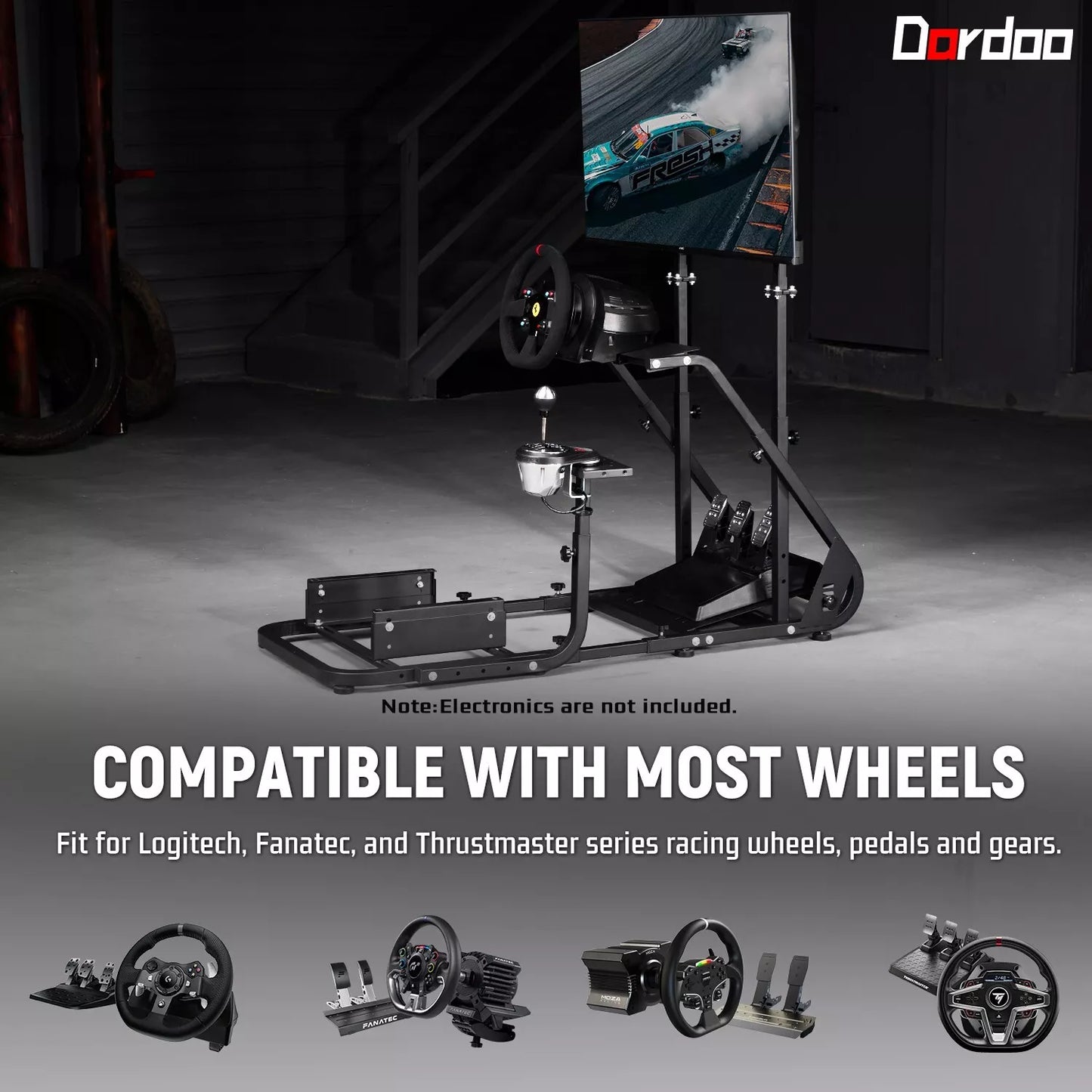 Dardoo Gaming Simulator Cockpit With Monitor Mount Fits for Logitech G923 G29 G920, Thrustmaster T80 T150 Racing Stand Compatible with Xbox One, PS4, PC, Without Wheel, Pedal, Handbrake and Seat