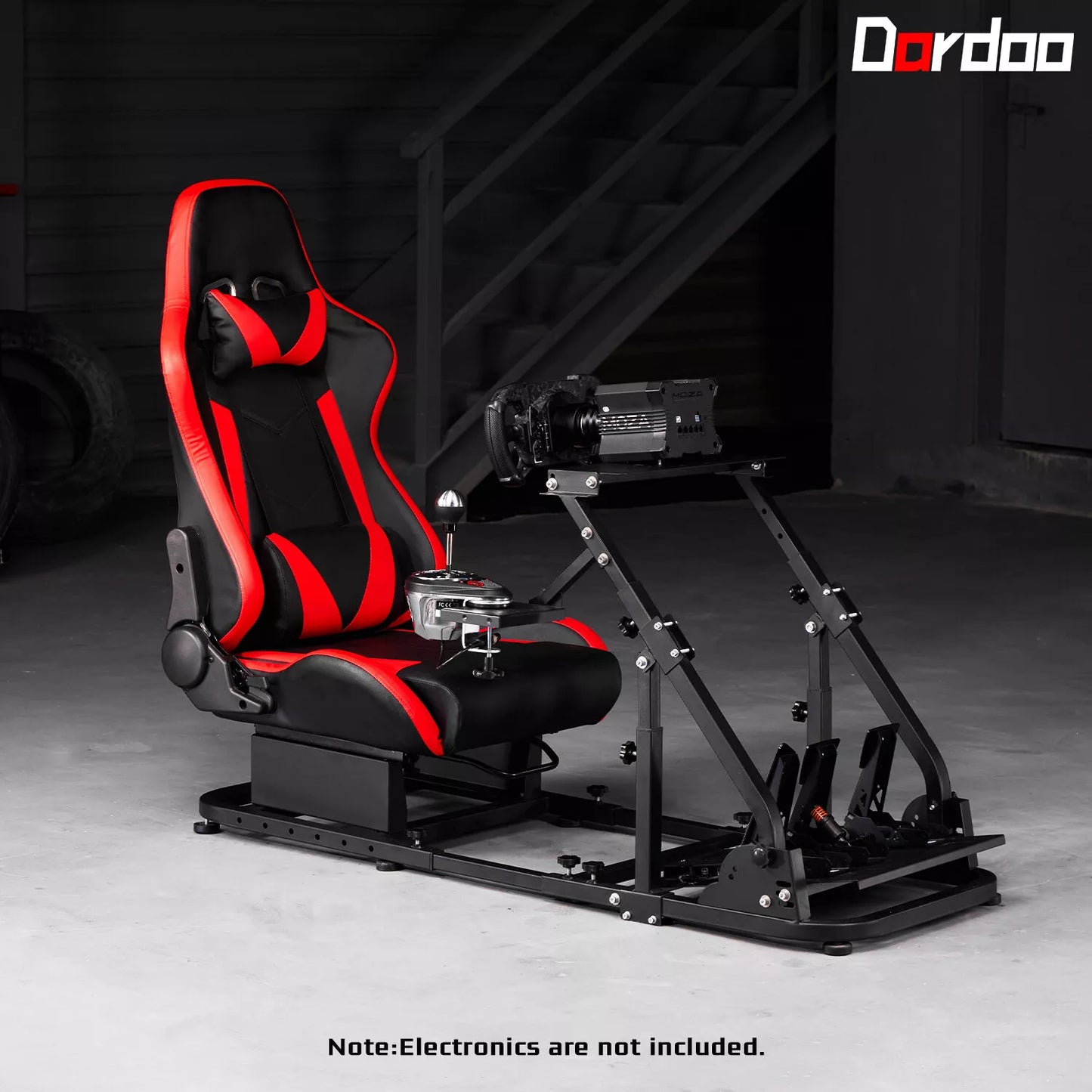 Dardoo Racing Simulator Cockpit Frame with Redseat Fits for Logitech G923 G29 G920, Thrustmaster T80 T150, Fanatec Racing Wheel Stand Adjustable Stability, Without Steering Wheel, Pedal and Handbrake