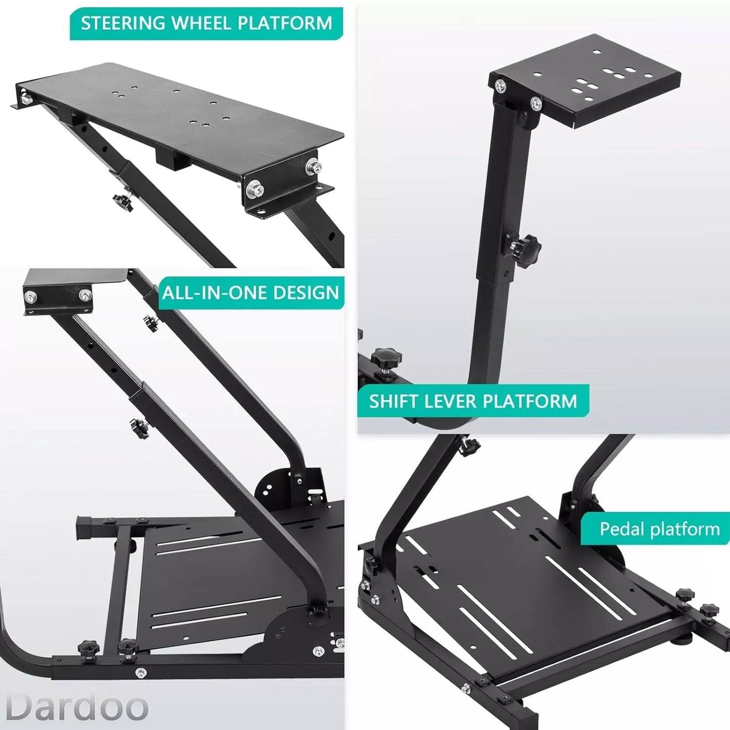 Dardoo Racing Wheel Stand Foldable Fit for Logitech G920,G29,G25,G923, Thrustmaster T80 T150 TX F430, Fanatec Adjustable Steering Frame, not Included Wheel and Pedals