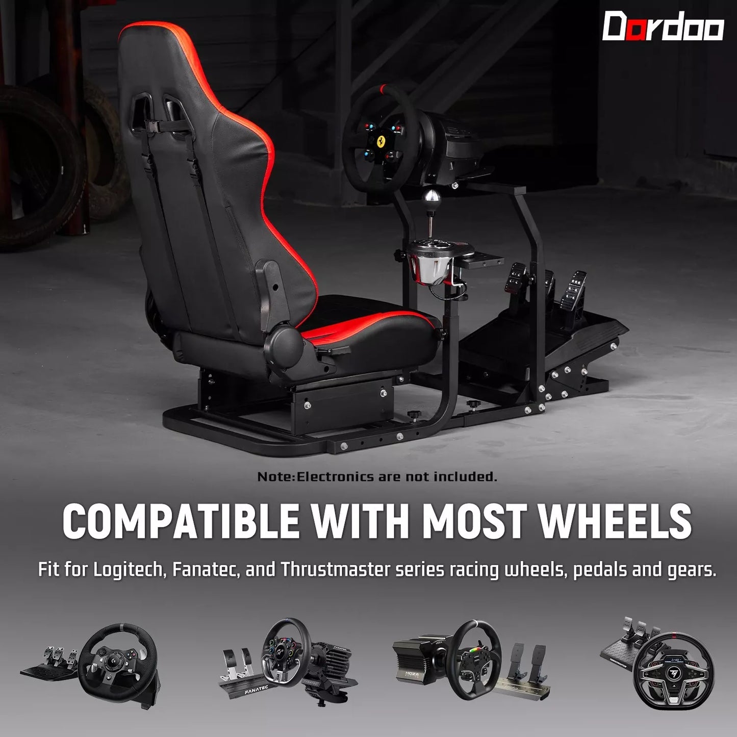 Dardoo Racing Simulator Cockpit with Seat Adjustable Fits for Logitech G25 G27 G29 G920 G923, Thrustmaster, Fanatec Gaming Steering Stand,Not Included Steering Wheel, Pedal and Shifter