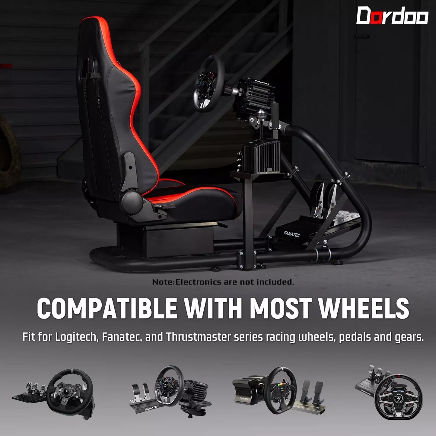 Dardoo G29 Racing Simulator Cockpit with Seat fit for Logitech G920 G923, Thrustmaster T300RS, Fanatec, PC, Xbox, Ultra-Sturdy Alloy Steel Sim Racing Cockpit without Wheel Pedal Handbrake
