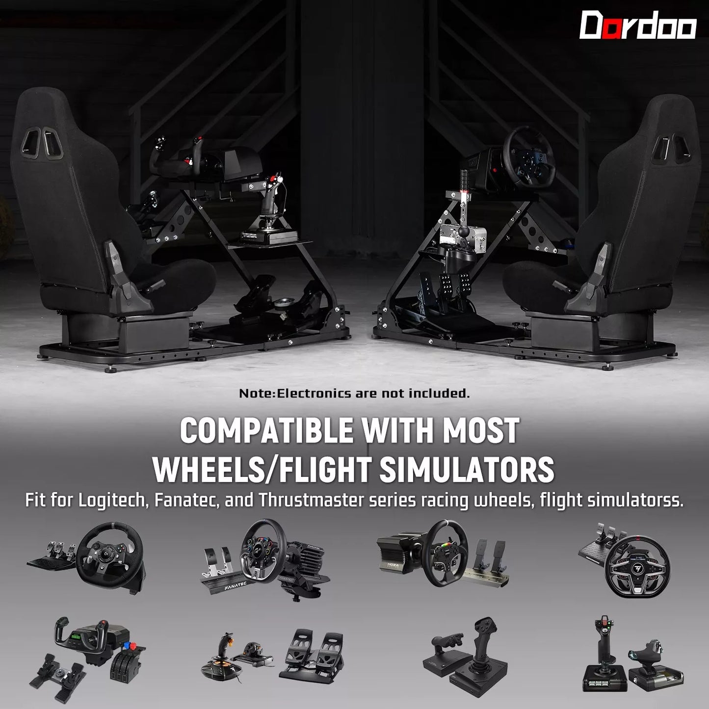 Dardoo Flight Simulator Cockpit With Seat Adjustable Compatible with Logitech G920 G923, Thrustmaster T80 T150, HOTAS Warthog, G Saitek, Racing Wheel Stand Without Wheel, Shifter Pedal