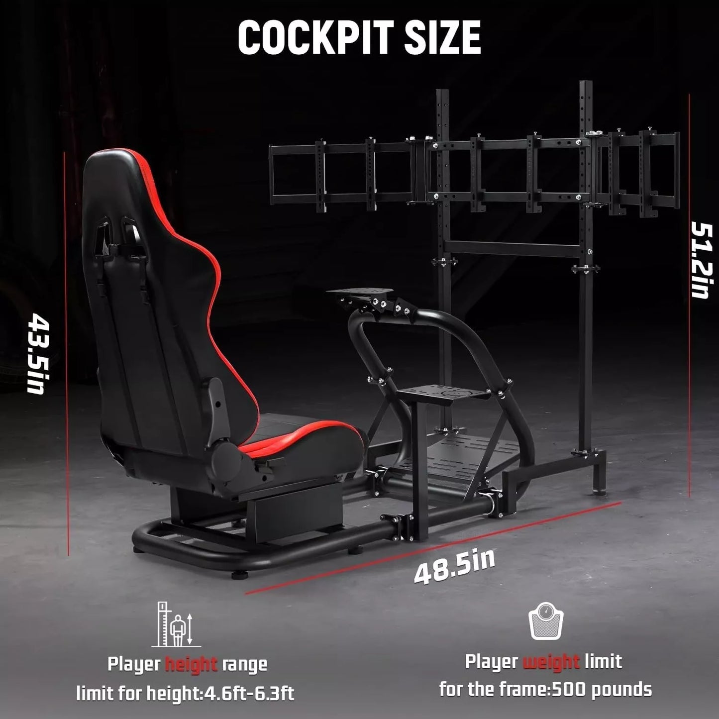 Dardoo Racing Simulator Cockpit with Triple Monitor Stand and Seat Fit for Logitech G29 Thrustmaster