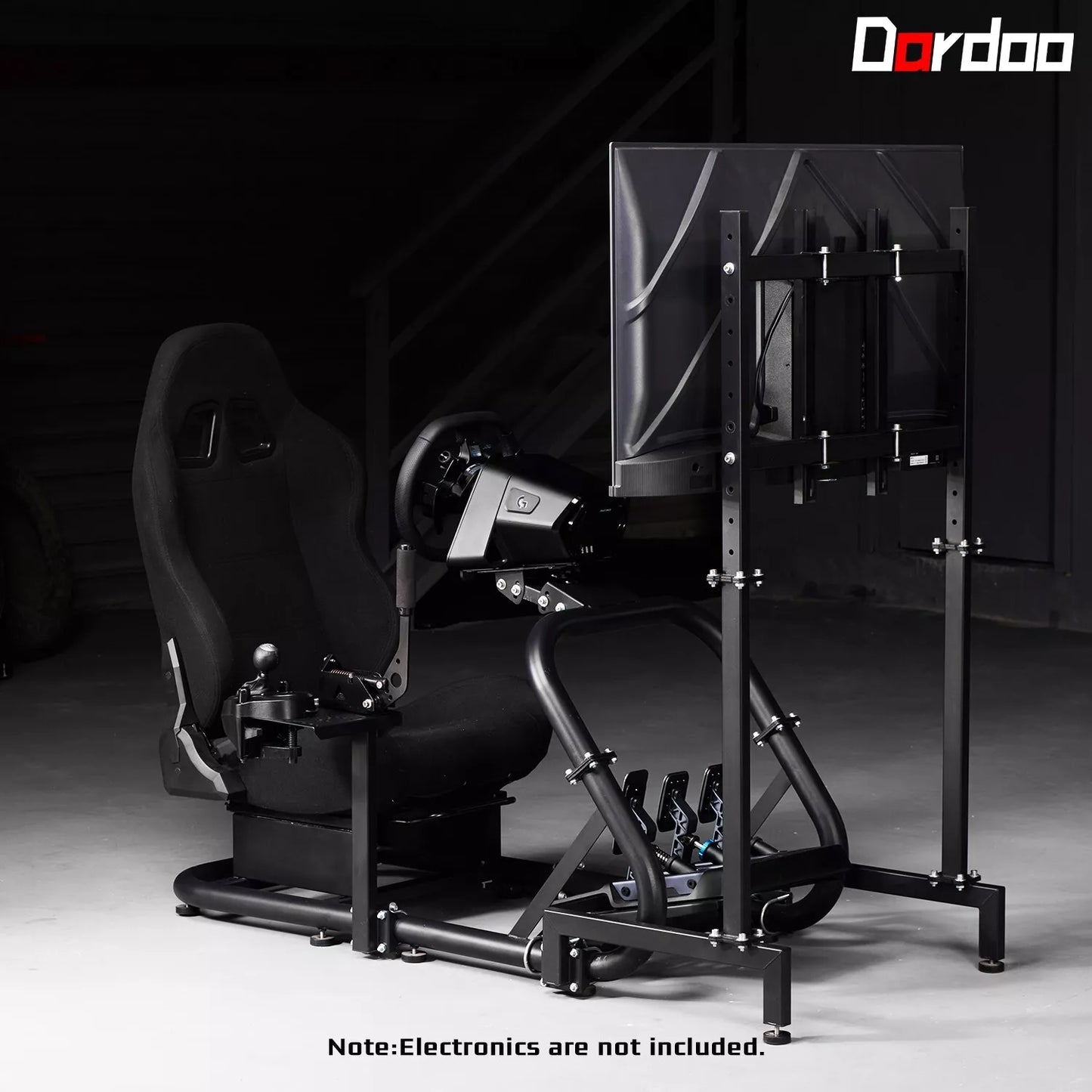 Dardoo G920 Pro Sim Racing Cockpit with Monitor Stand BlackSeat Driving Gaming Seat Fit for All Logitech G29 G920, Thrustmaster Xbox, PS4, PC, Includes only cockpit, seat and monitor stand(75+54)