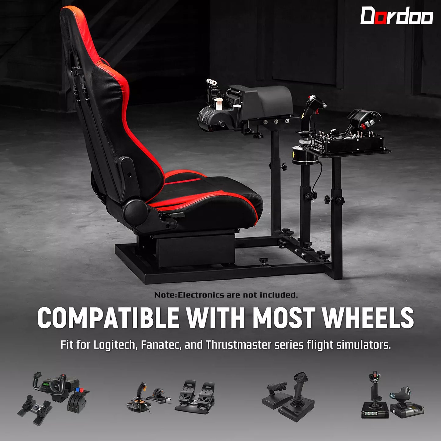 Dardoo Flight Game Cockpit With Redseat And Racing Simulator Mount, Compatible with Thrustmaster HOTAS WARTHOG, Not Included pedal, Throttle,Joystick