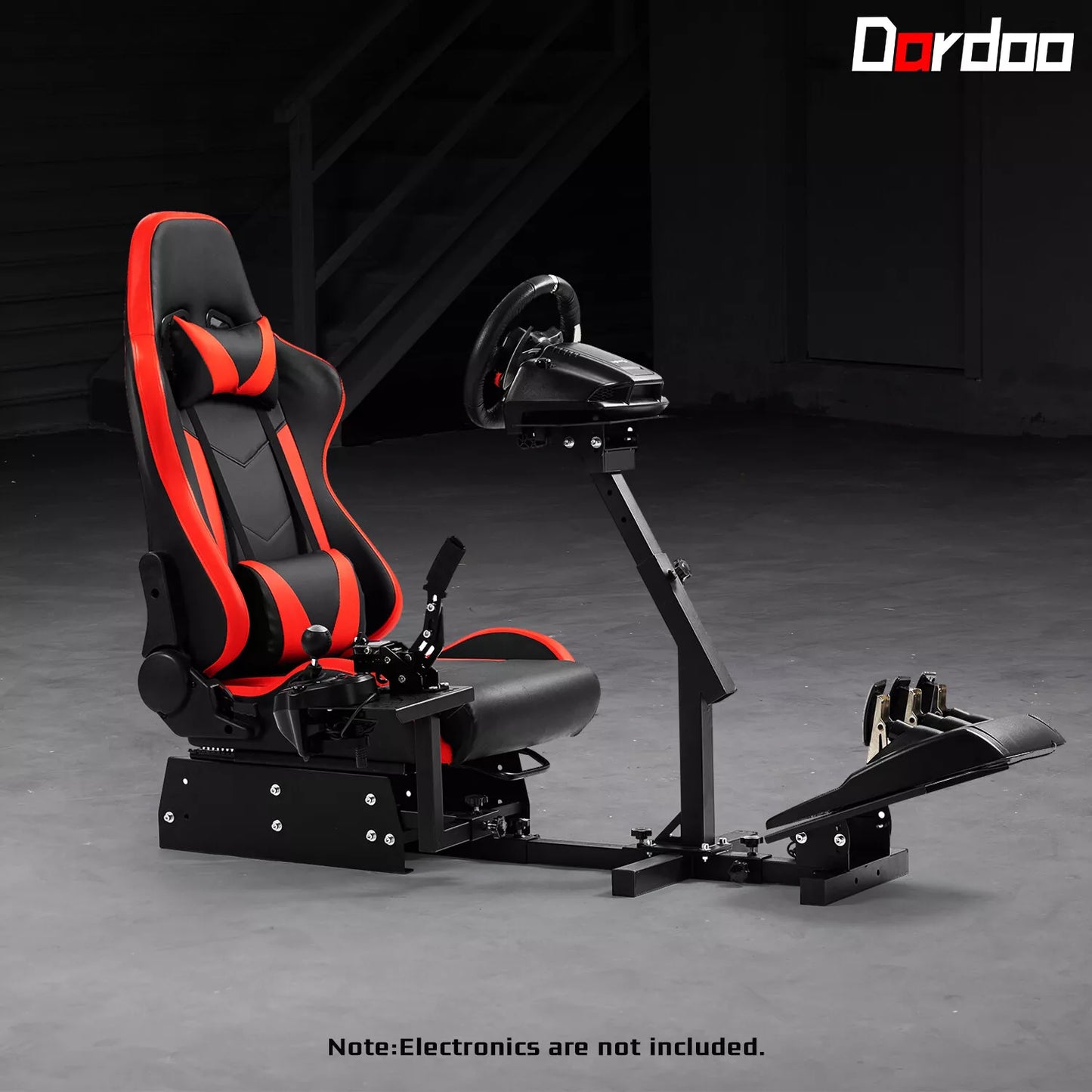 Dardoo Racing Gaming Seats Steering Simulator Cockpit Red Chairs Racing Wheel Stand Fits for Logitech G25 G27 G29 G920 G923, All Thrustmaster, All Fanatec Wheels Compatible with Xbox, Playstation PC