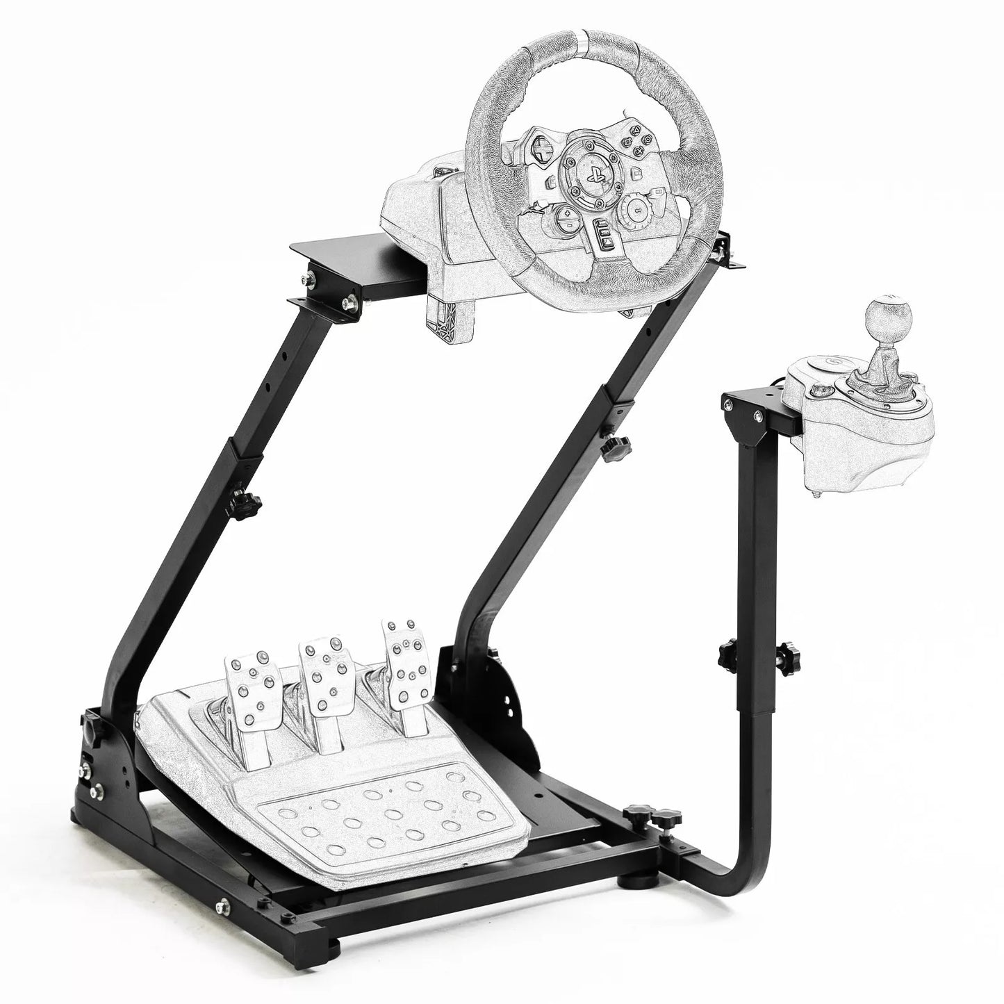 Dardoo Racing Wheel Stand Foldable Fit for Logitech G920,G29,G25,G923, Thrustmaster T80 T150 TX F430, Fanatec Adjustable Steering Frame, not Included Wheel and Pedals