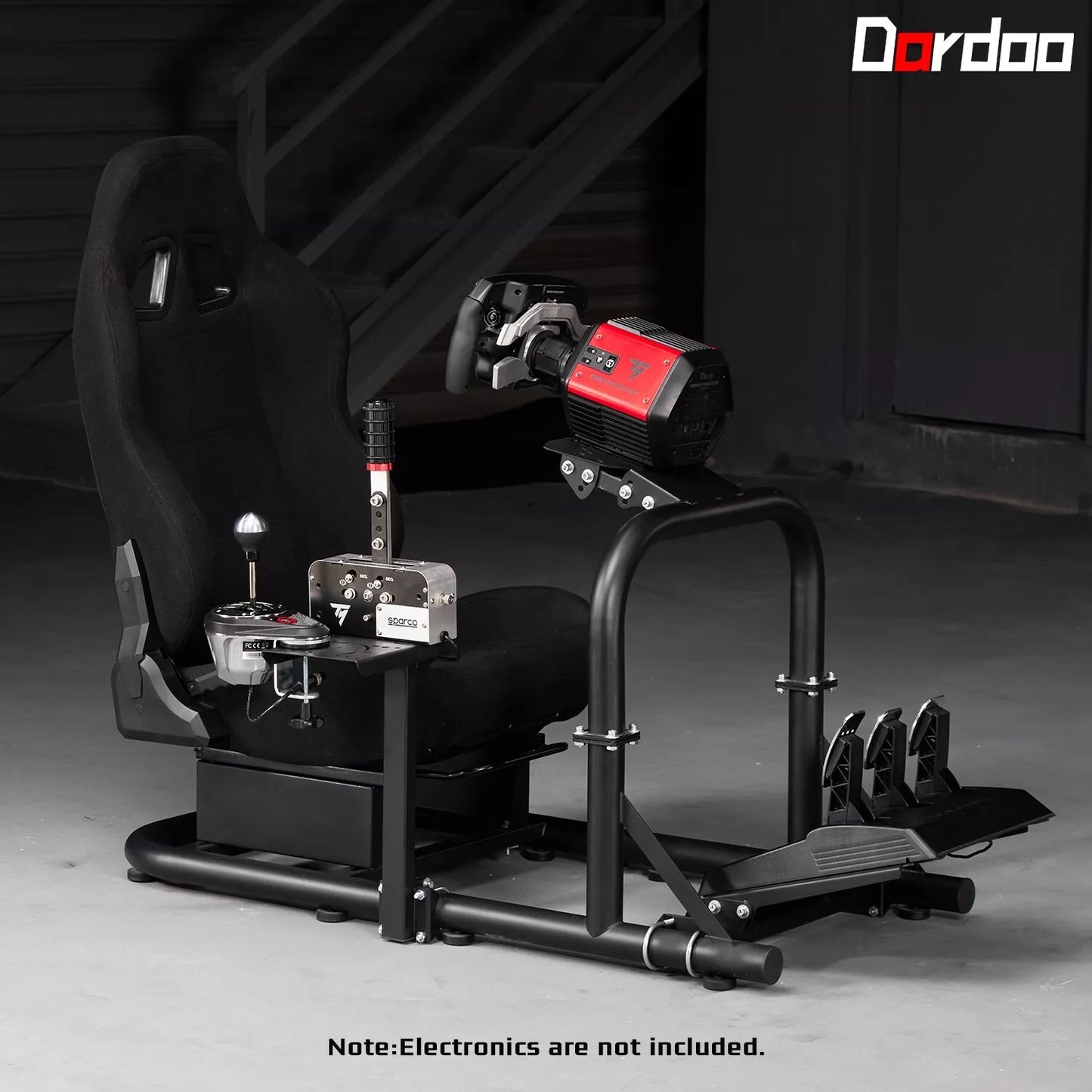 Dardoo Racing Simulator Cockpit Frame with Seat Fits for Logitech G923 G29 G920, Thrustmaster T80 T150, Fanatec, Xbox Adjustable Racing Wheel Stand Not Included Wheel, Pedal and Handbrake