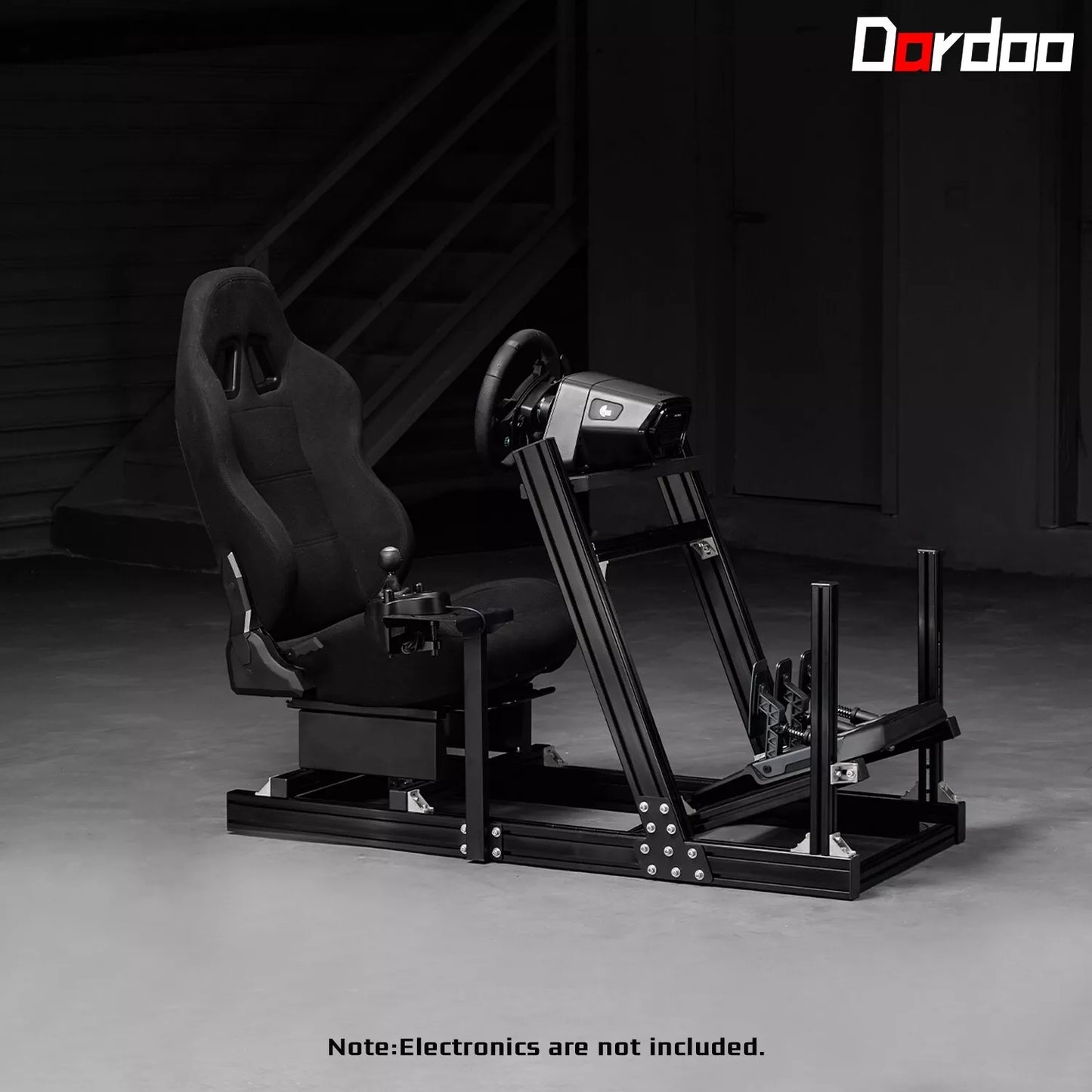 Dardoo F1 Racing Wheel Stand Cockpit with Seat, Rugged Profile 40 x 80 mm Wheel Cage Fits For Logitech G920 & G923,Thrustmaster Sim Racing Stand without Steering Wheel, Pedal, Handbrake