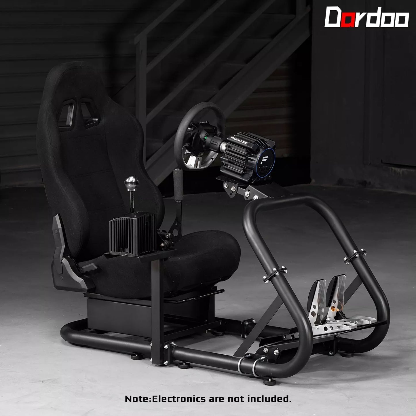 Dardoo Racing Simulator Cockpit Frame with Real Blackseat Fits for Logitech G923 G29 G920, Thrustmaster, Fanatec, Xbox Adjustable Racing Wheel Stand, Not Included Wheel, Pedal and Handbrake