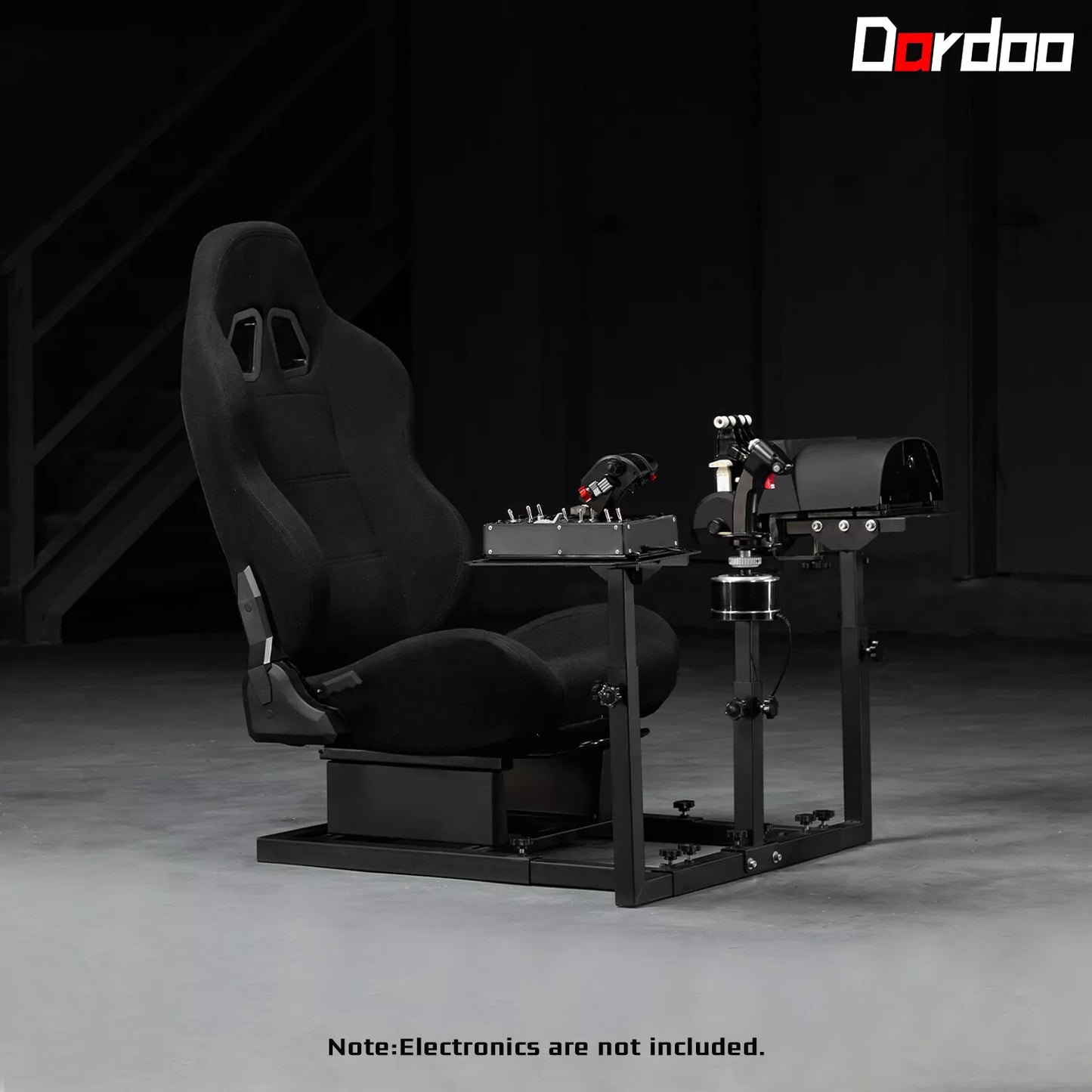 Dardoo Flight Game Cockpit With Blackseat And Racing Simulator Mount, Compatible With Thrustmaster HOTAS WARTHOG, Not Included Throttle,Joystick,Pedals
