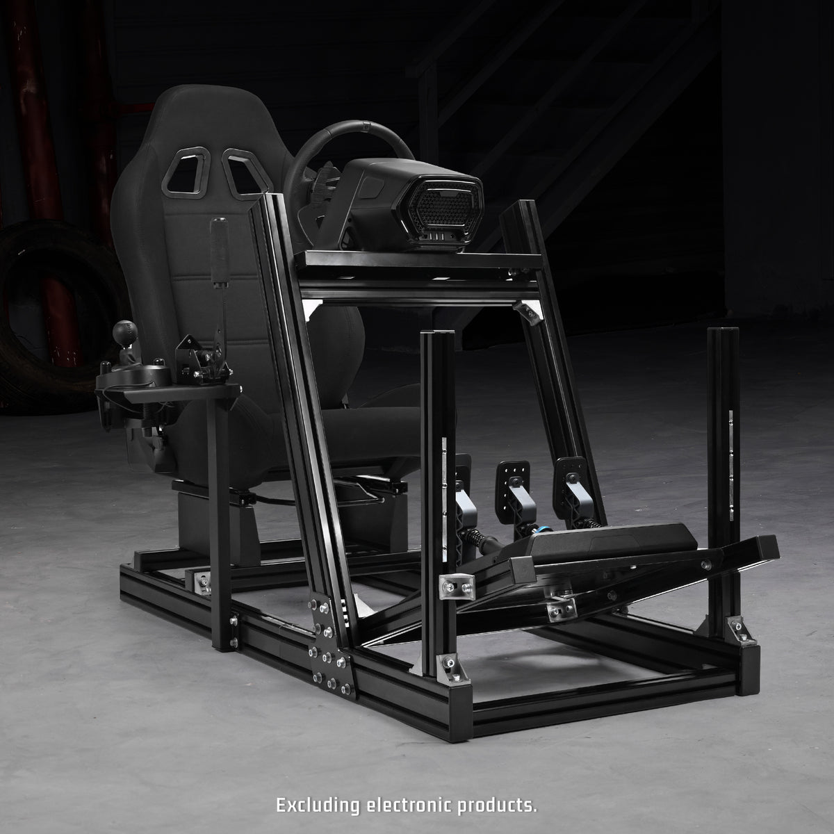Dardoo F1 Racing Wheel Stand Cockpit with Seat, Rugged Profile 40 x 80 mm Wheel Cage Fit for Logitech G923, for Thrustmaster Sim Racing Mount without Steering Wheel, Pedal, Handbrake