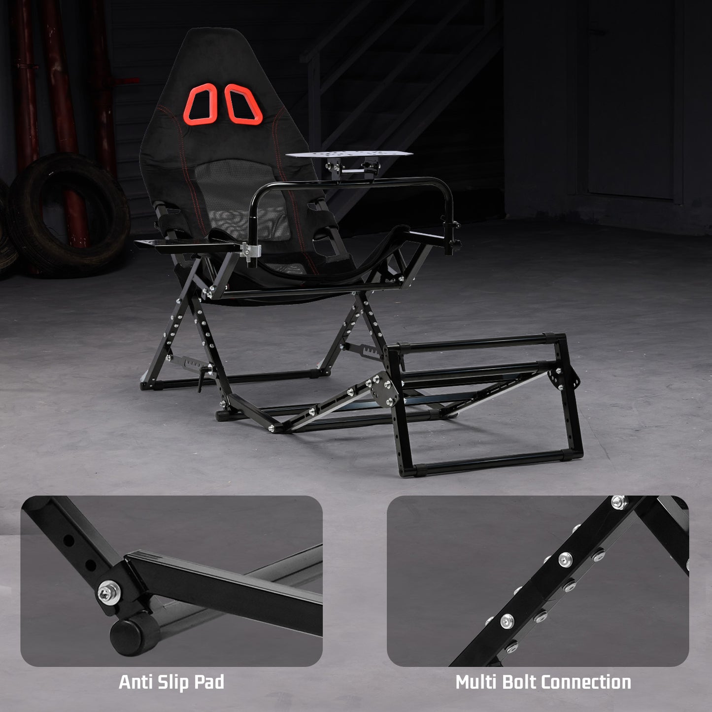 Dardoo X-Type Foldable Racing Stand丨Compatible with Logitech G29/G920/G923 and Thrustmaster T-GT II/T248/T300 Series丨Height and Angle Adjustable丨Focused Driving Experience (Does not include pedals, steering wheel, or other electronic devices)
