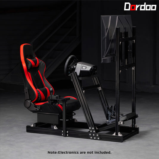 Dardoo F1 Racing Simulator Cockpit with Seat Display Frames Solid profile 40 x 80 mm Wheel Stand Fits for Logitech G920&G923, Thrustmaster T300RS Without Wheel, Pedal, Handbrake and Monitor