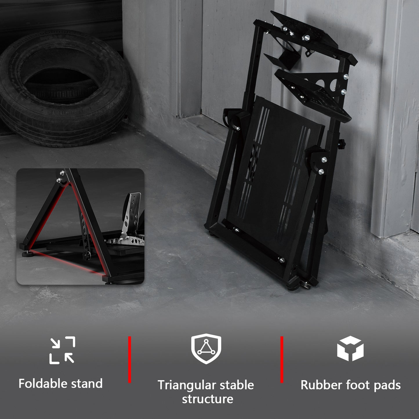 Dardoo Racing Steering Wheel Stand, Foldable, Fit for Logitech G27 G25 G29 G920, Thrustmaster PC, Xbox PS4 Platforms Racing Simulator Cockpit Frame Adjustable Without Wheel,Shifter &Pedal