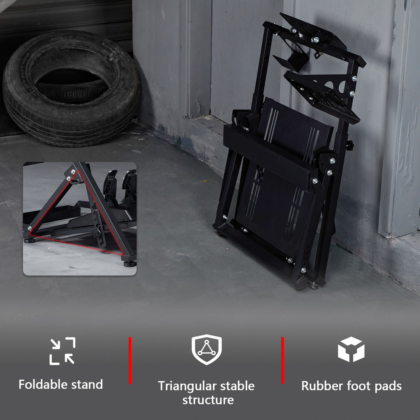 Dardoo X Frame Racing Wheel Stand Foldable Adjustable Racing Simulator Steering