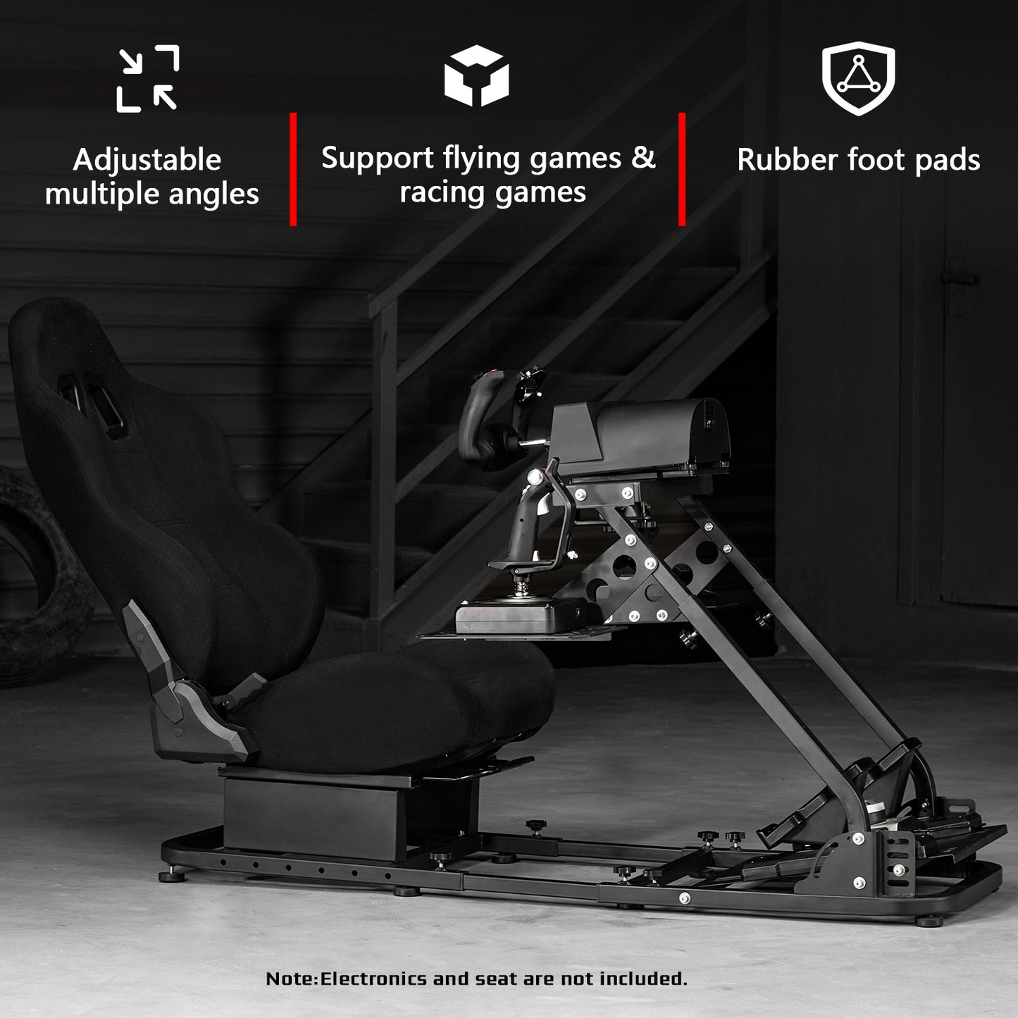 Dardoo Flight Racing Simulator Cockpit Adjustable Compatible With HOTAS Warthog, G Saitek, Logitech G920 G923, Thrustmaster T80 T150, Game Mount Without Wheel, Shifter,Seat and Pedal