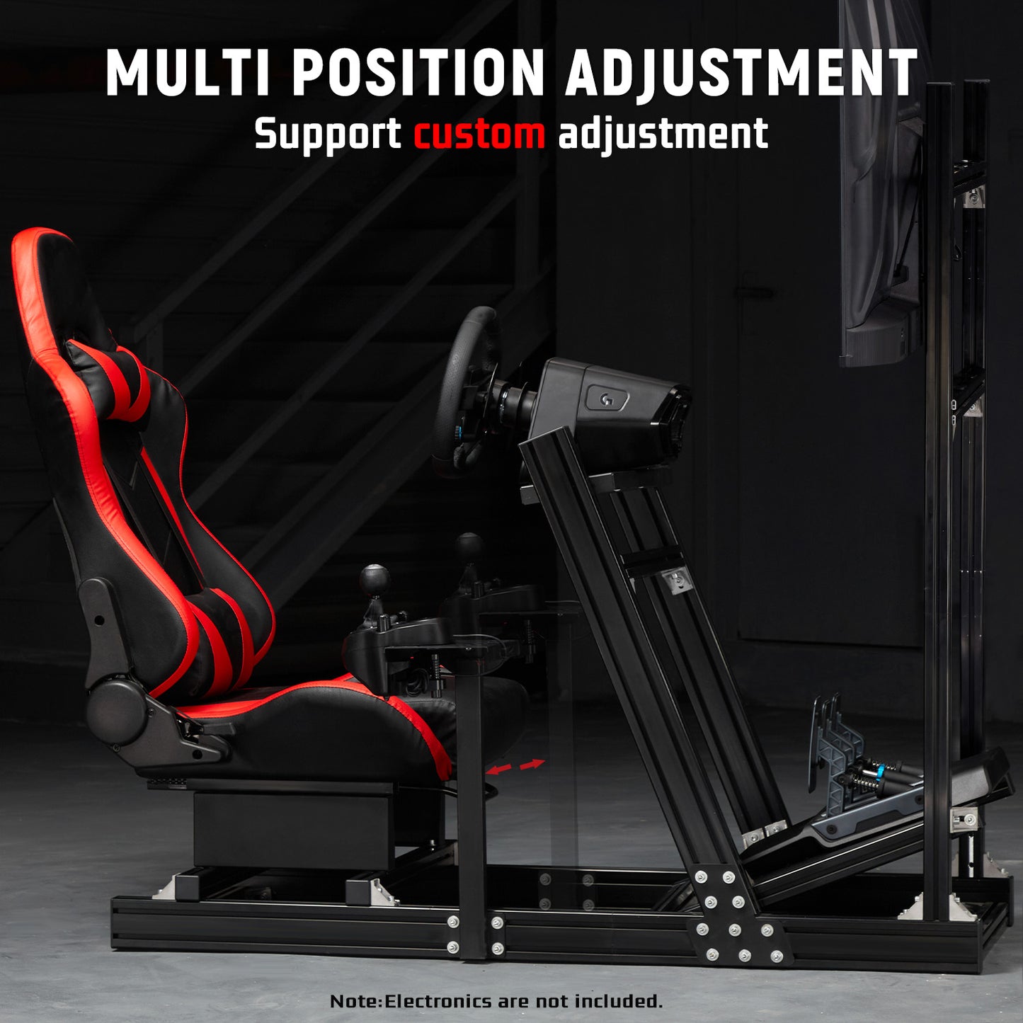 Dardoo F1 Racing Simulator Cockpit with Seat Display Frames Solid profile 40 x 80 mm Wheel Stand Fits for Logitech G920&G923, Thrustmaster T300RS Without Wheel, Pedal, Handbrake and Monitor