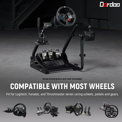 Dardoo Racing Wheel Stand Frame Foldable Fit for Logitech G920 G25 G27 G29 G923, Thrustmaster T80 T150 Driving Force PS4, Adjustable Sim Racing Cockpit Without Steering Wheel Shifter and Pedal