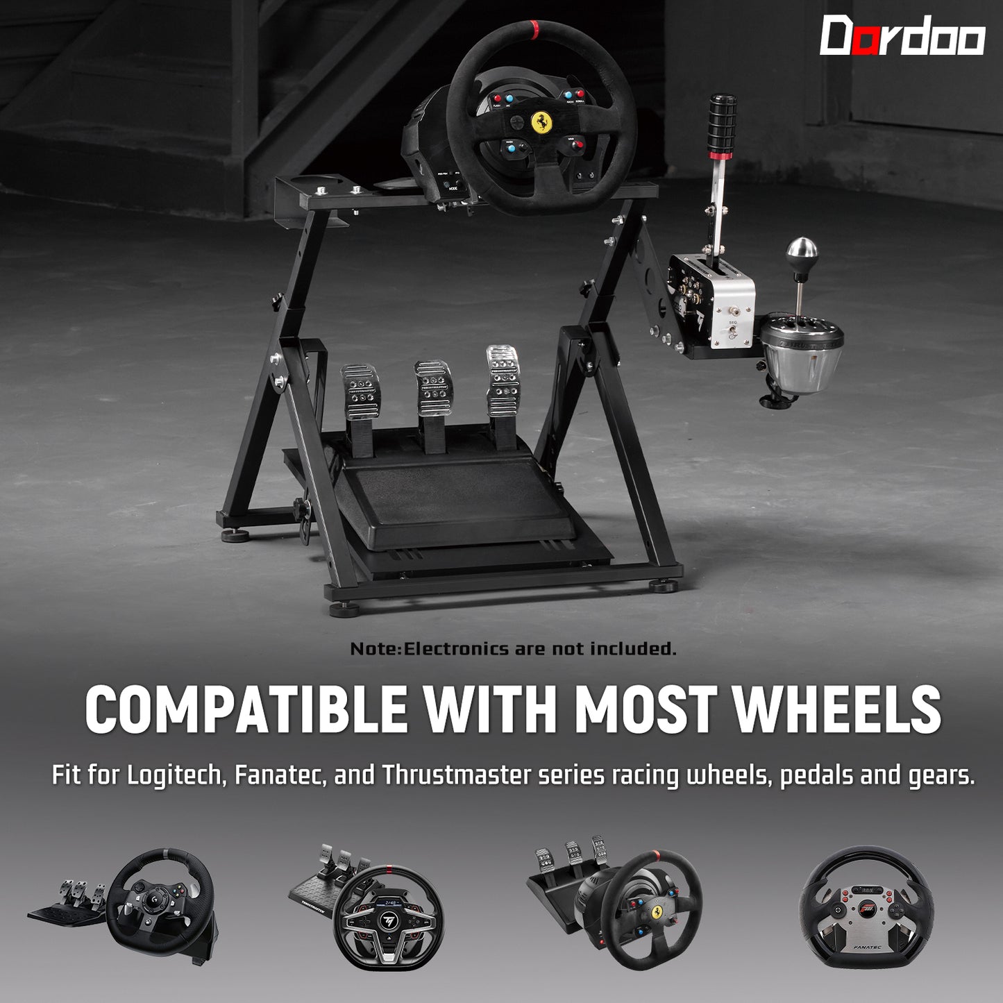 Dardoo Racing Steering Wheel Stand, Foldable, Fit for Logitech G27 G25 G29 G920, Thrustmaster PC, Xbox PS4 Platforms Racing Simulator Cockpit Frame Adjustable Without Wheel,Shifter &Pedal